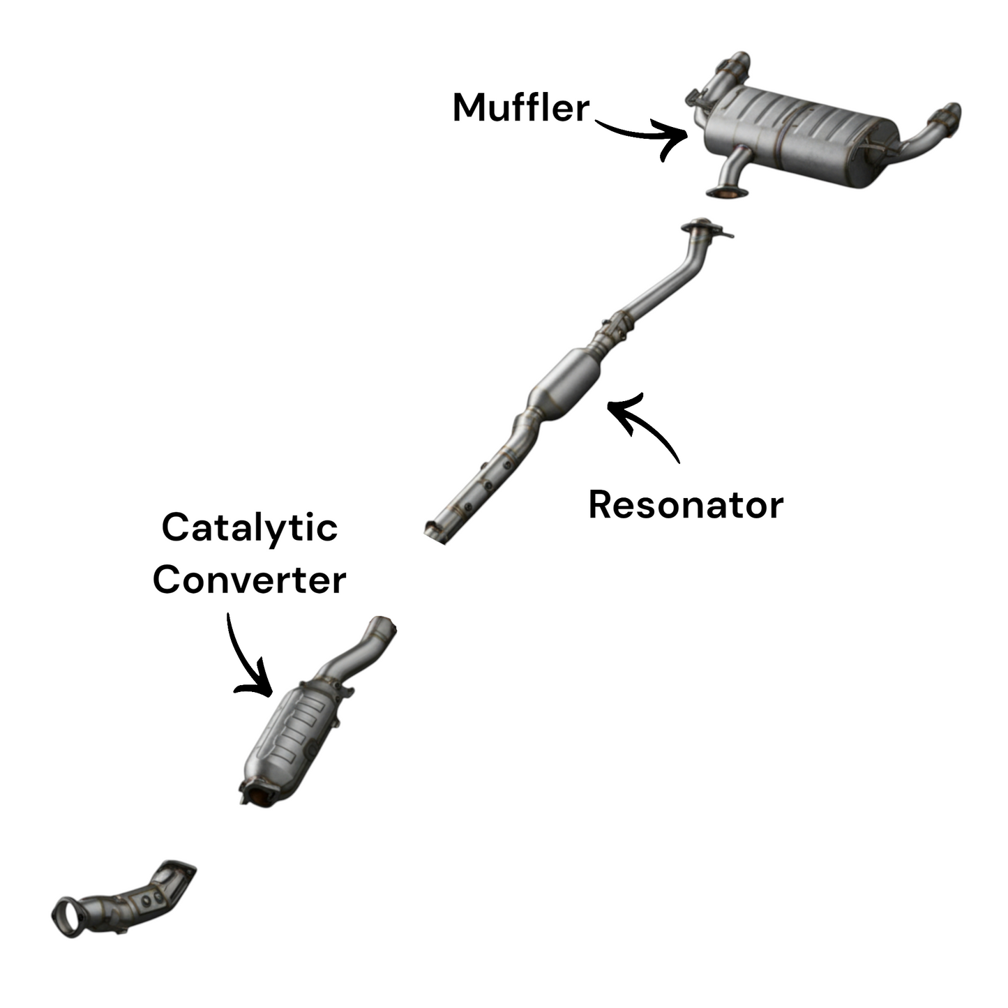 Mitsubishi Lancer 2.0L (2011-2015) (Turbo) Catalytic Converter with Resonator and Muffler