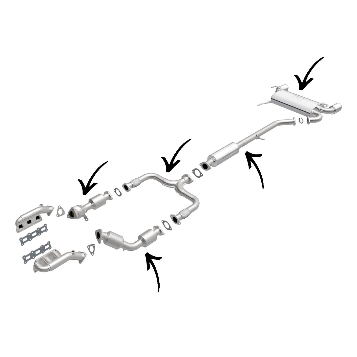 Convertisseur catalytique, tuyau en Y flexible, résonateur et silencieux pour Infiniti FX35 3.5L 2003-2008