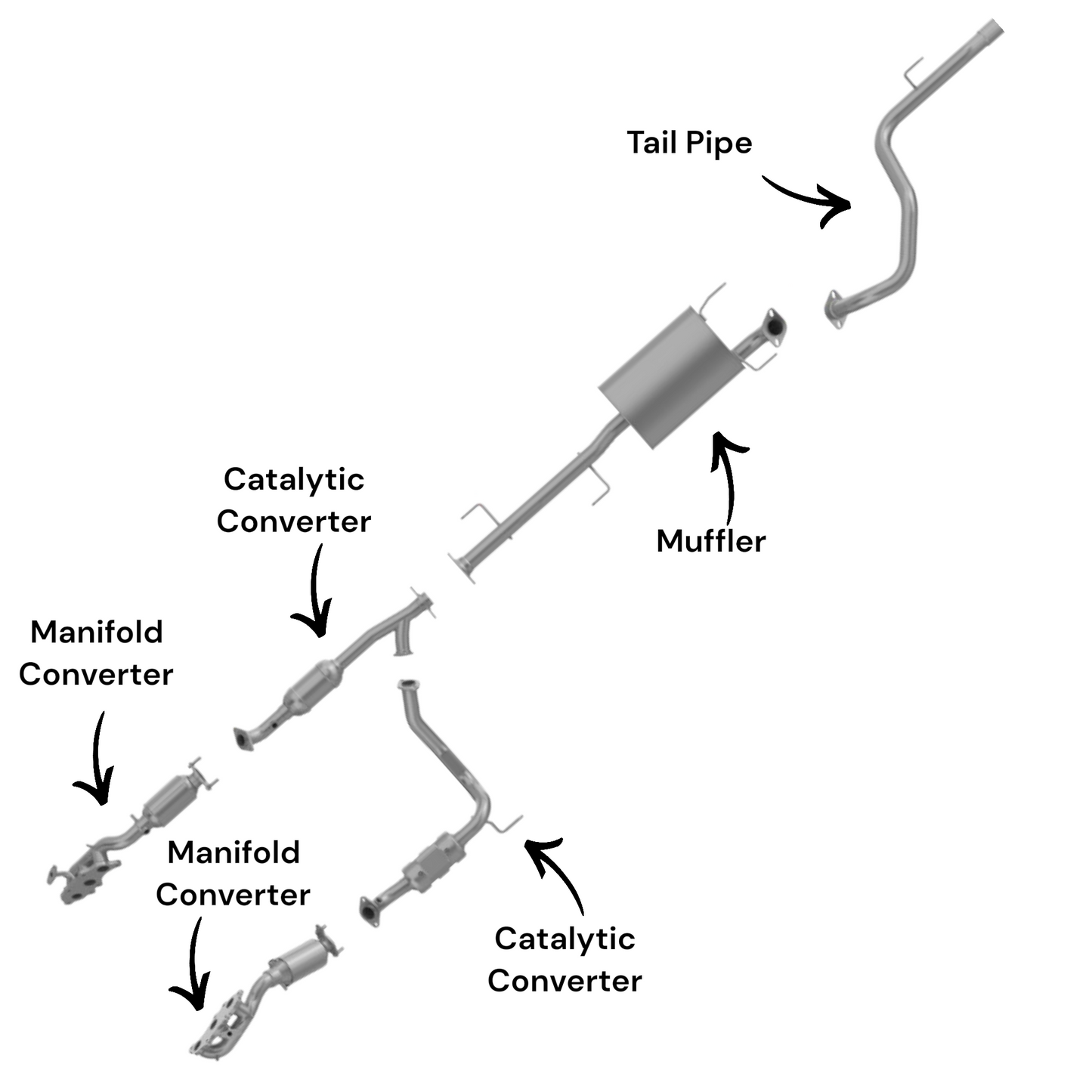 Toyota FJ Cruiser 4.0L (2007-2009) Manifold Converters, Catalytic Converters, Muffler and Tail Pipe