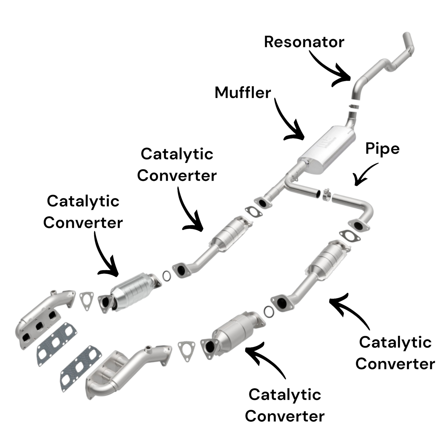 Nissan Xterra 4.0L (2005-2015) Catalytic Converters, Muffler with Pipe and Tail Pipe
