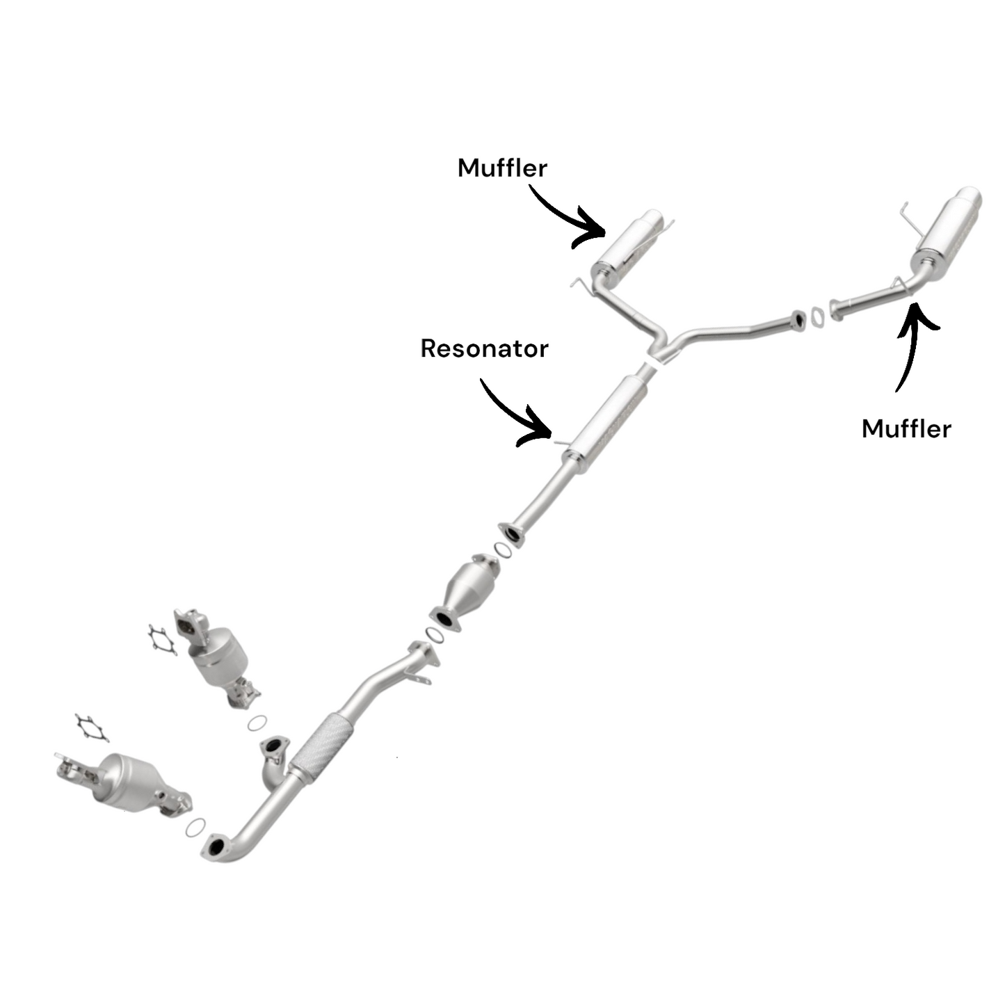 Acura MDX 3.5L (2004-2006) Manifold Converters, Flex Pipe, Catalytic Converter, Resonator, YT-Pipe and Muffler