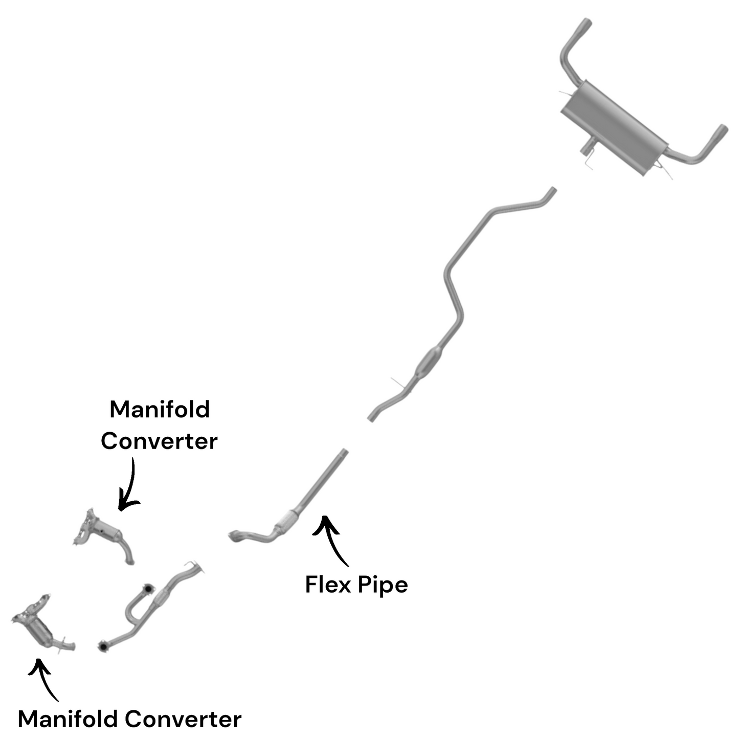 Convertisseur de collecteur arrière et tuyau flexible pour Dodge Avenger 3.5L (2008-2010).
