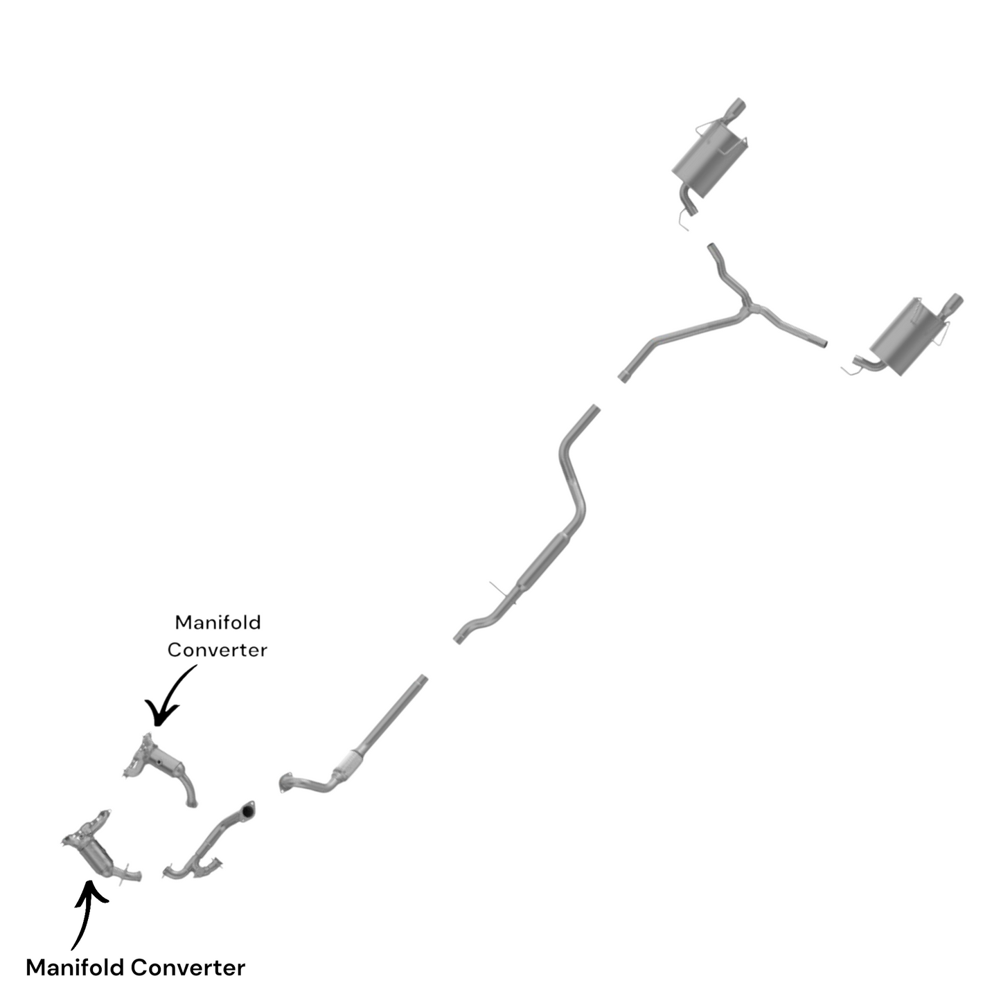 Dodge Journey 3.5L (2009-2010) (FWD) Front and Rear Manifold Converter