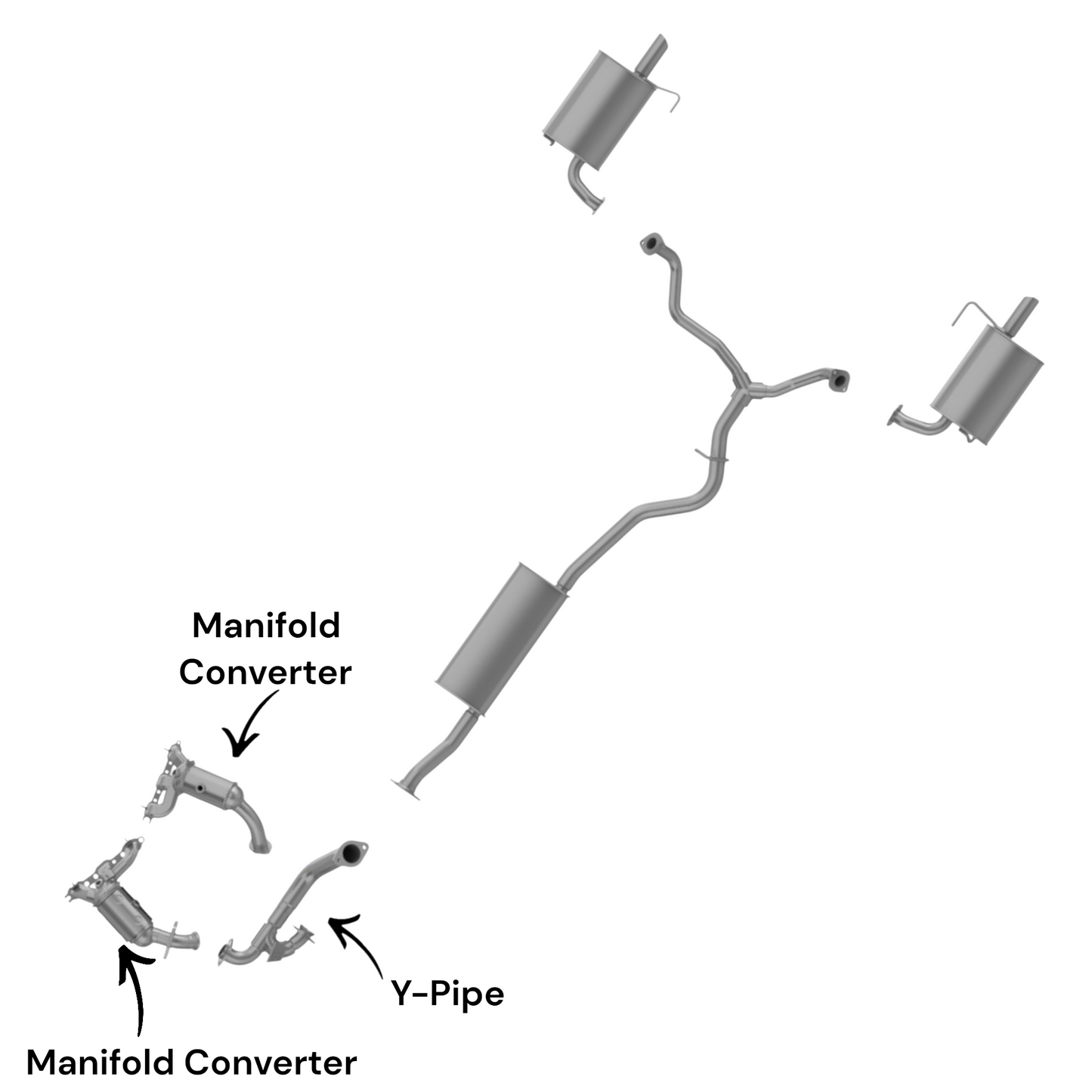 Convertisseur de collecteur arrière et tuyau en Y pour Chrysler Pacifica 4.0L (2007-2008).