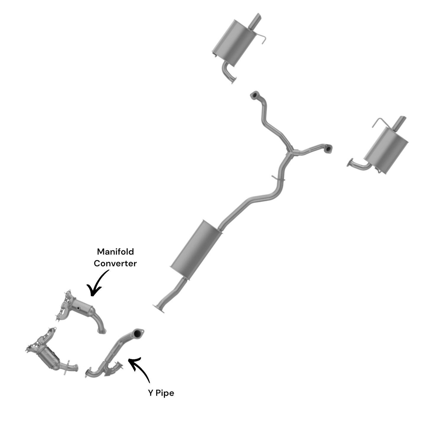 Chrysler Pacifica 4.0L (2007-2008) Rear manifold converter and Y pipe