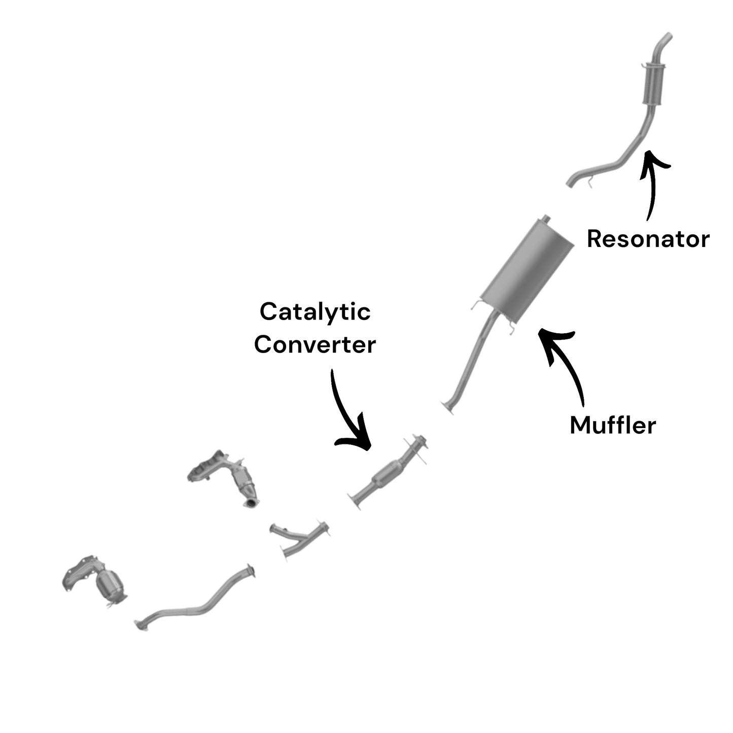 Lexus RX350 3.5L (2010-2015) Catalytic Converter, Muffler and Resonator