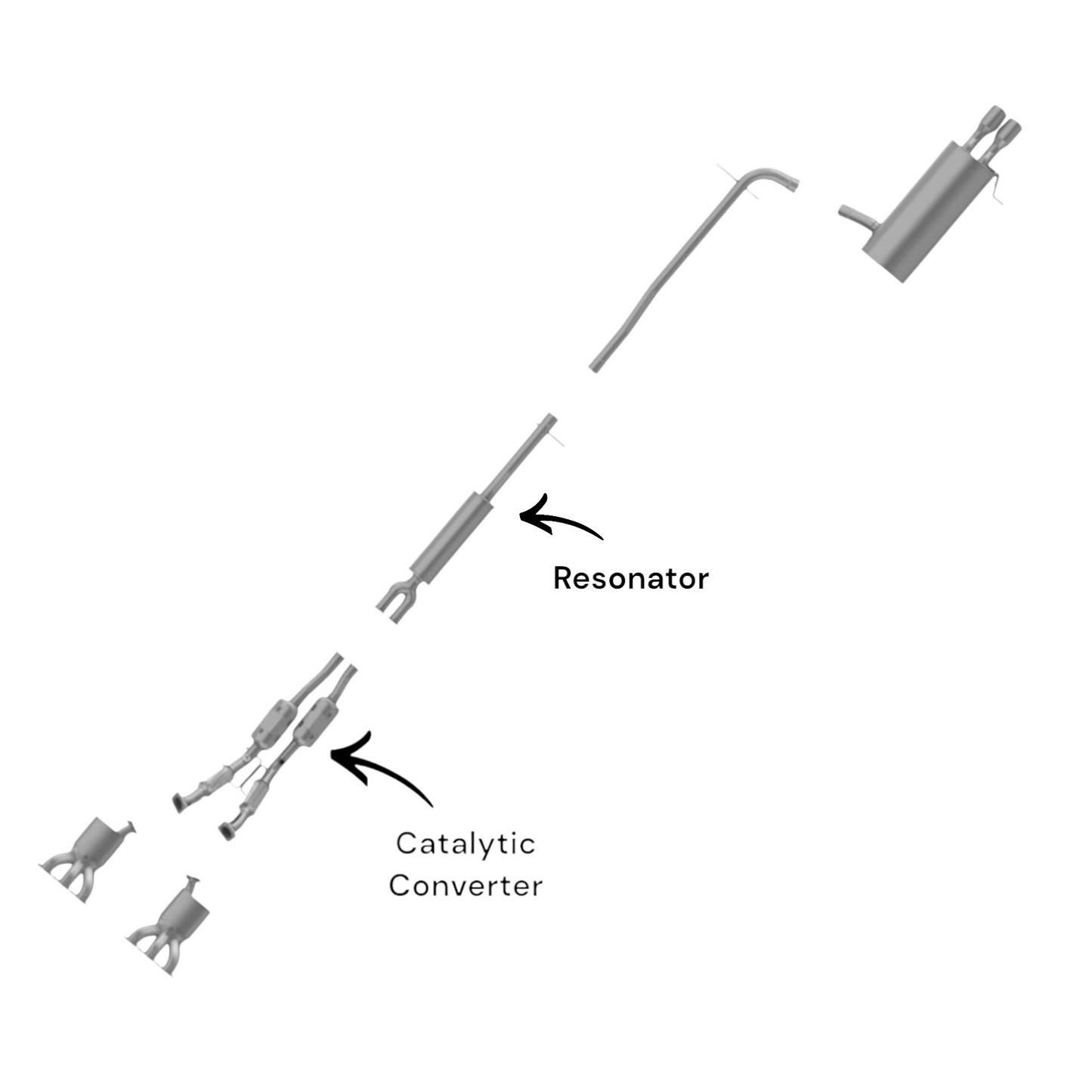 Volvo XC90 3.2L (2007-2014) Front Catalytic Converters with Flex and Resonator