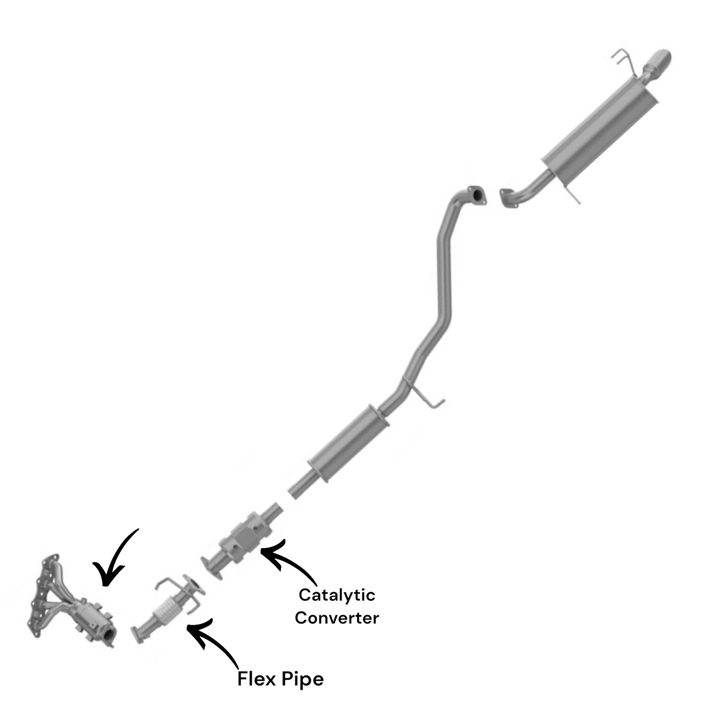 Kia Soul 1.6L (2012-2013) Manifold Converter, Flex Pipe and Catalytic Converter
