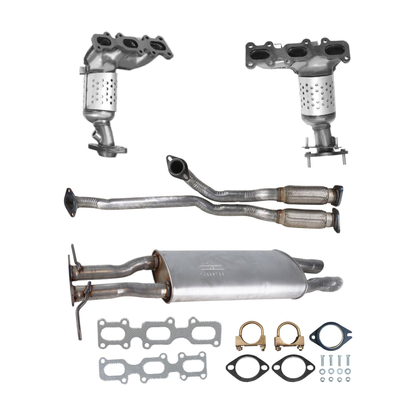 Ford Police Interceptor Utility 3.7L (2013-2017) Manifold Converters, Both Side Flex Pipes and Middle Muffler