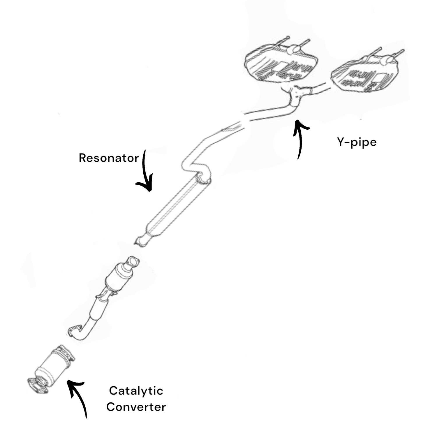 Buick Regal 2.4L 2011-2015 Converter, Resonator and Y-Pipe