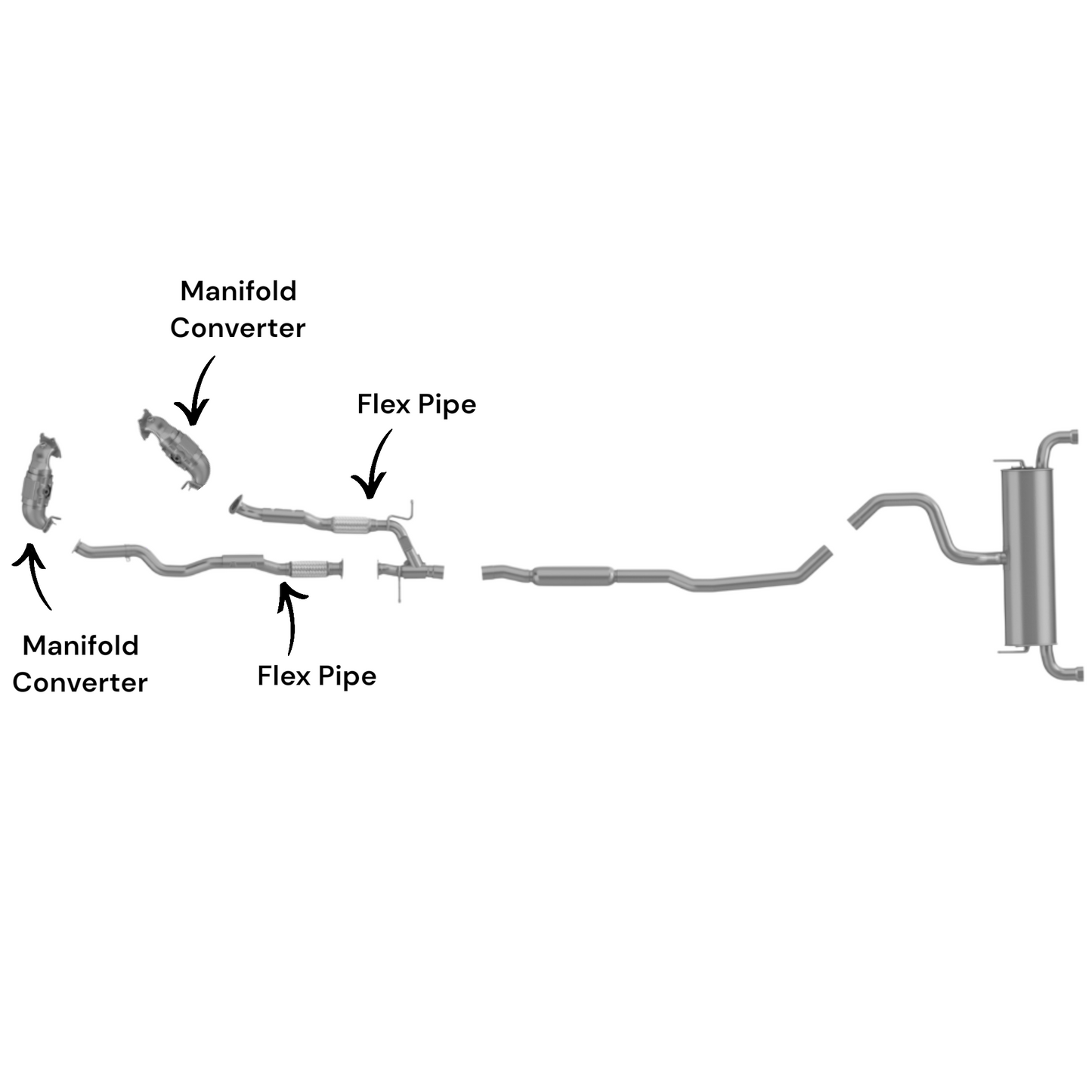 Convertisseur de collecteur et tuyaux flexibles pour Chrysler 200 3.6L (2015-2017) (4x4)