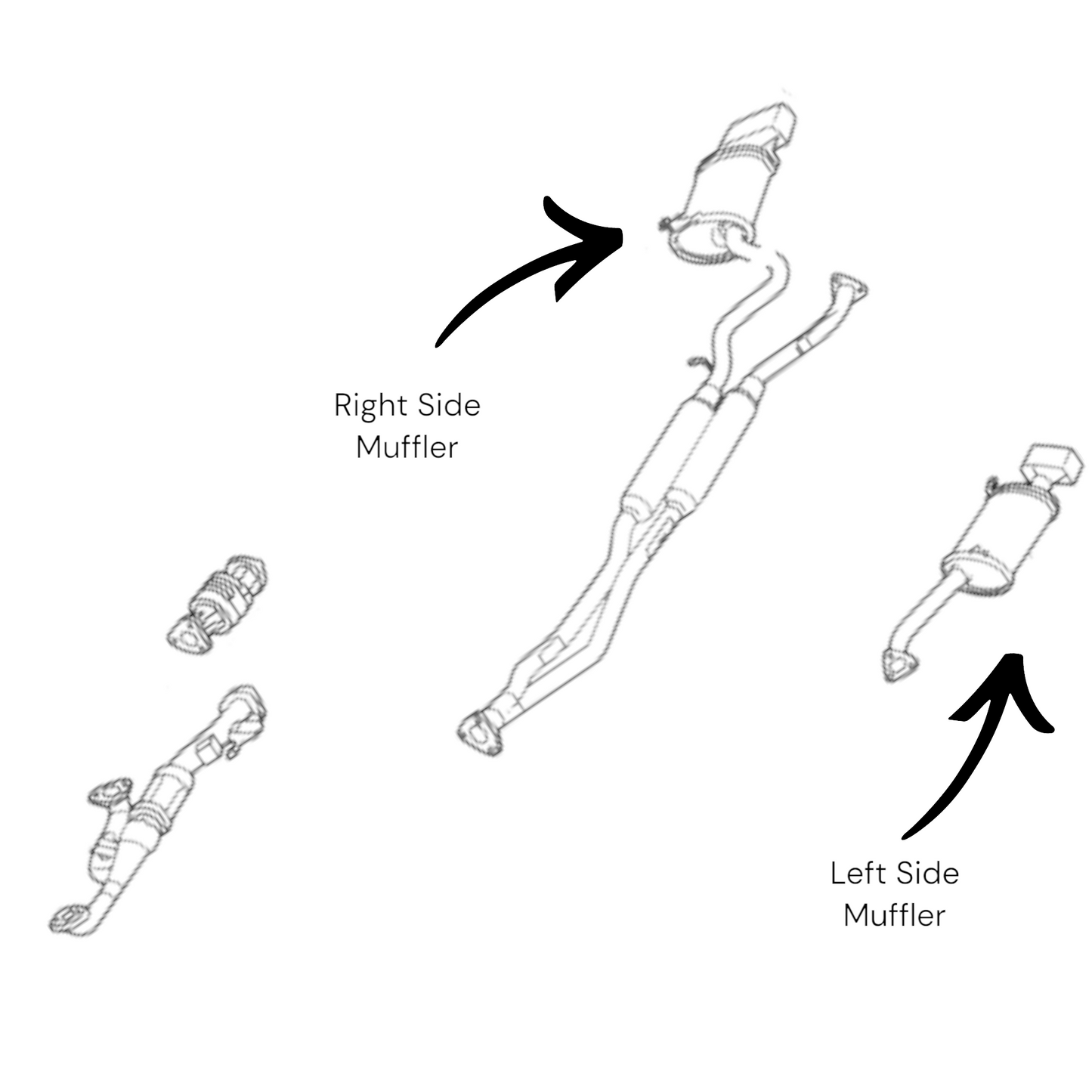 Acura TL 3.7L 2012-2014 Left Side Muffler And Right Side Muffler