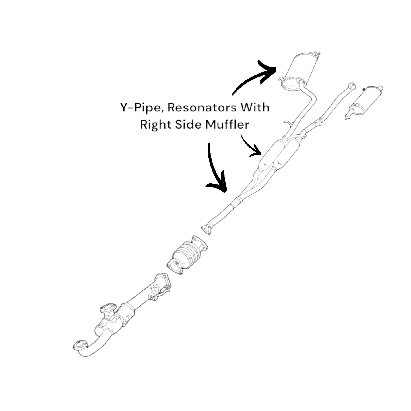 Honda Accord Crosstour 3.5L (2010 & 2011) AWD Y-Pipe, Resonators With Right Side Muffler