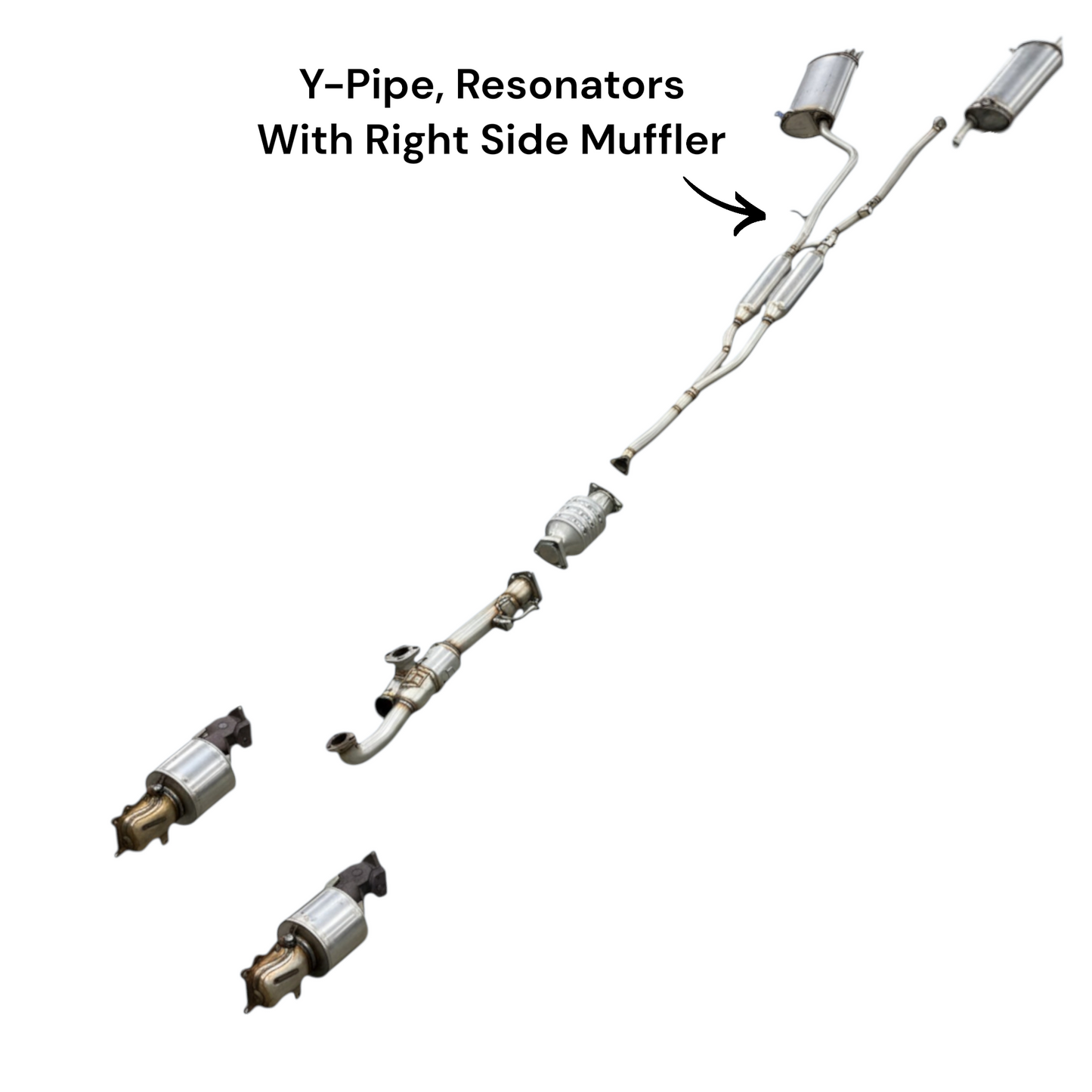 Honda Accord Crosstour 3.5L (2010 et 2011) AWD, collecteur d'échappement en Y, résonateurs avec silencieux côté droit