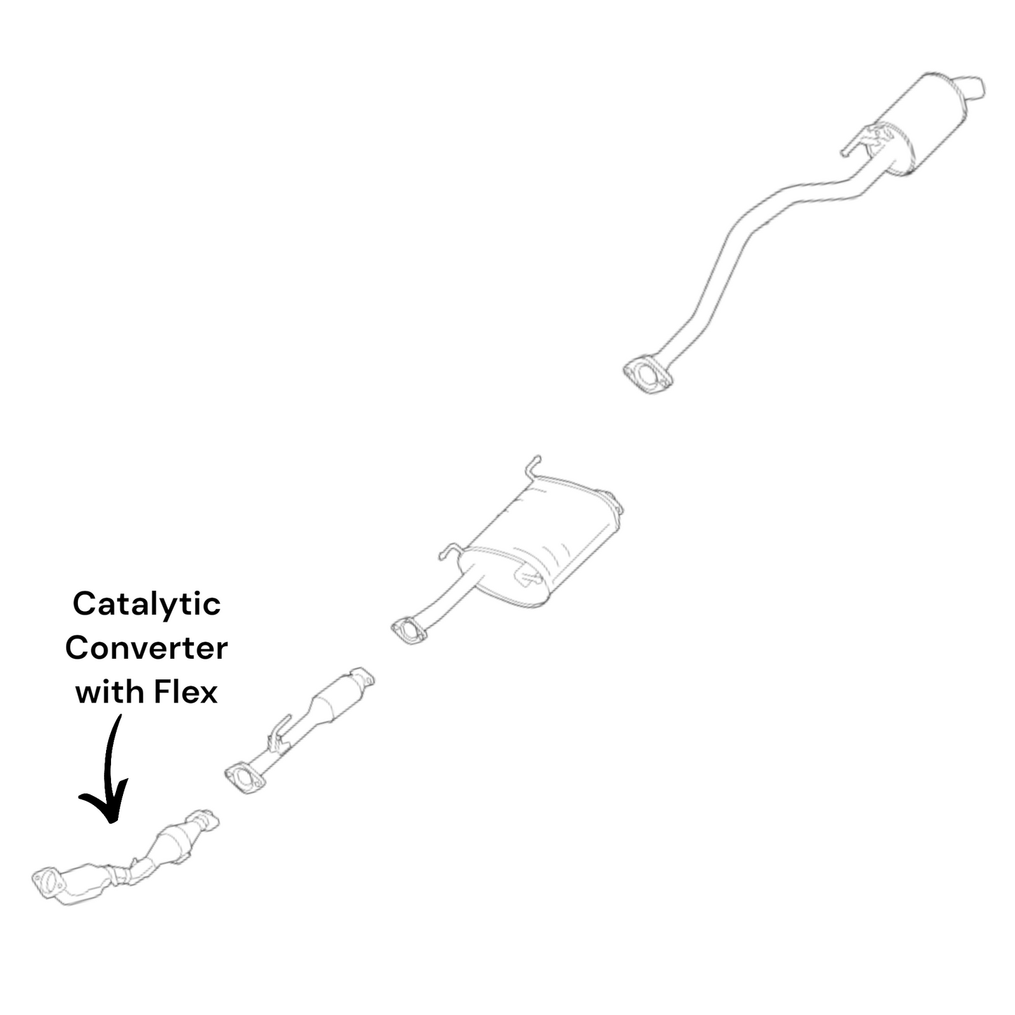 Chevrolet City Express 2.0L (2015-2018) (FWD) Catalytic Converter with Flex Pipe
