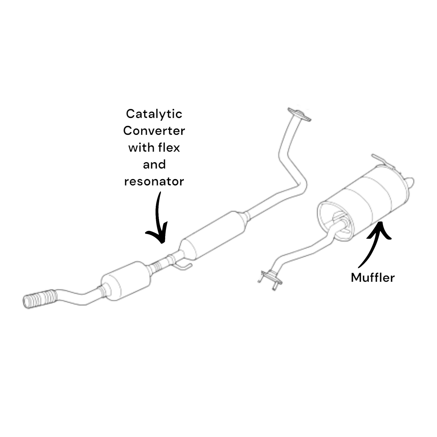 Nissan Kicks 1.6L 2018-2024 Converter with flex and resonator & Muffler