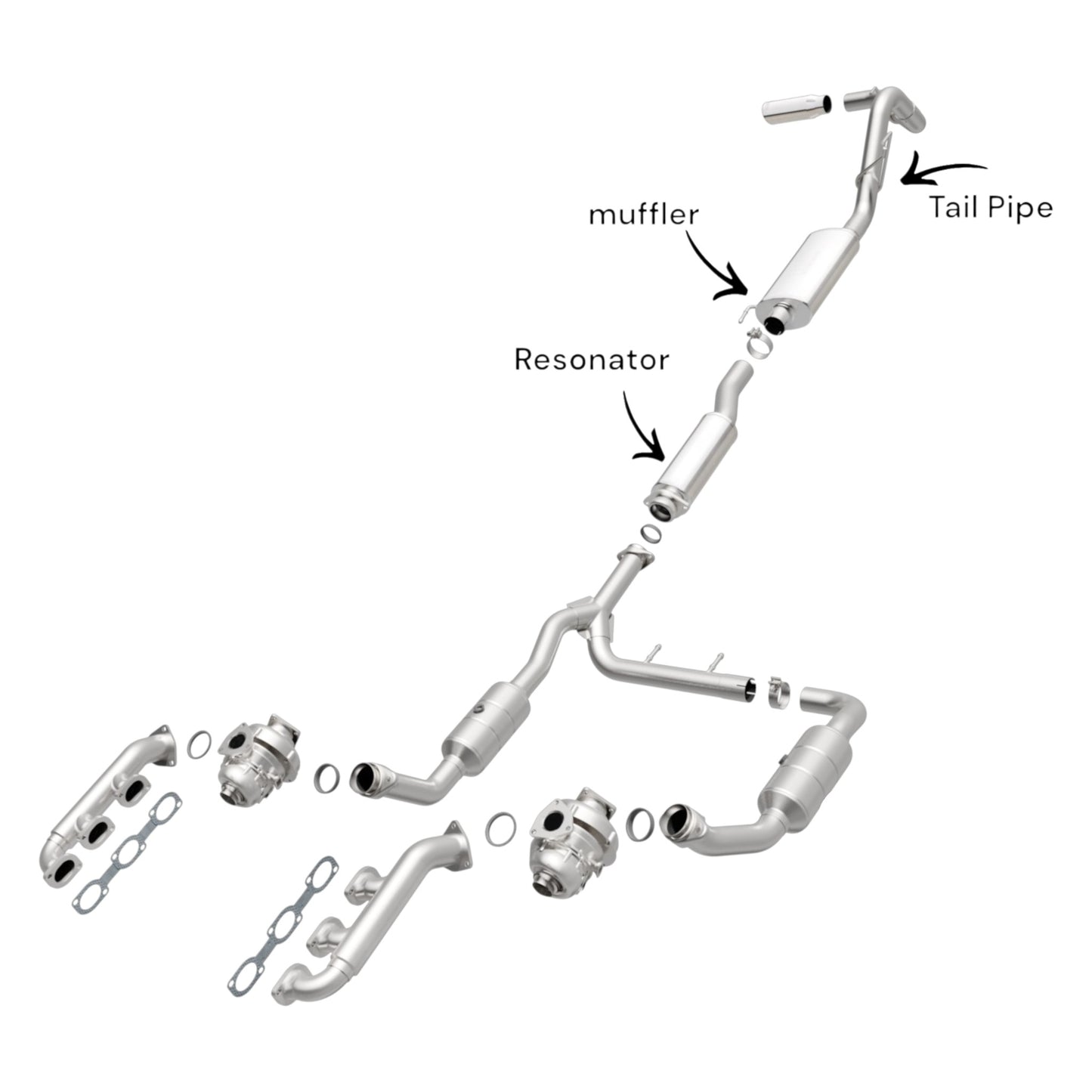 Résonateur, silencieux et tuyau d'échappement pour Ford F-150 3.5L (2015-2020) (Turbo) (Empattement de 141 pouces)