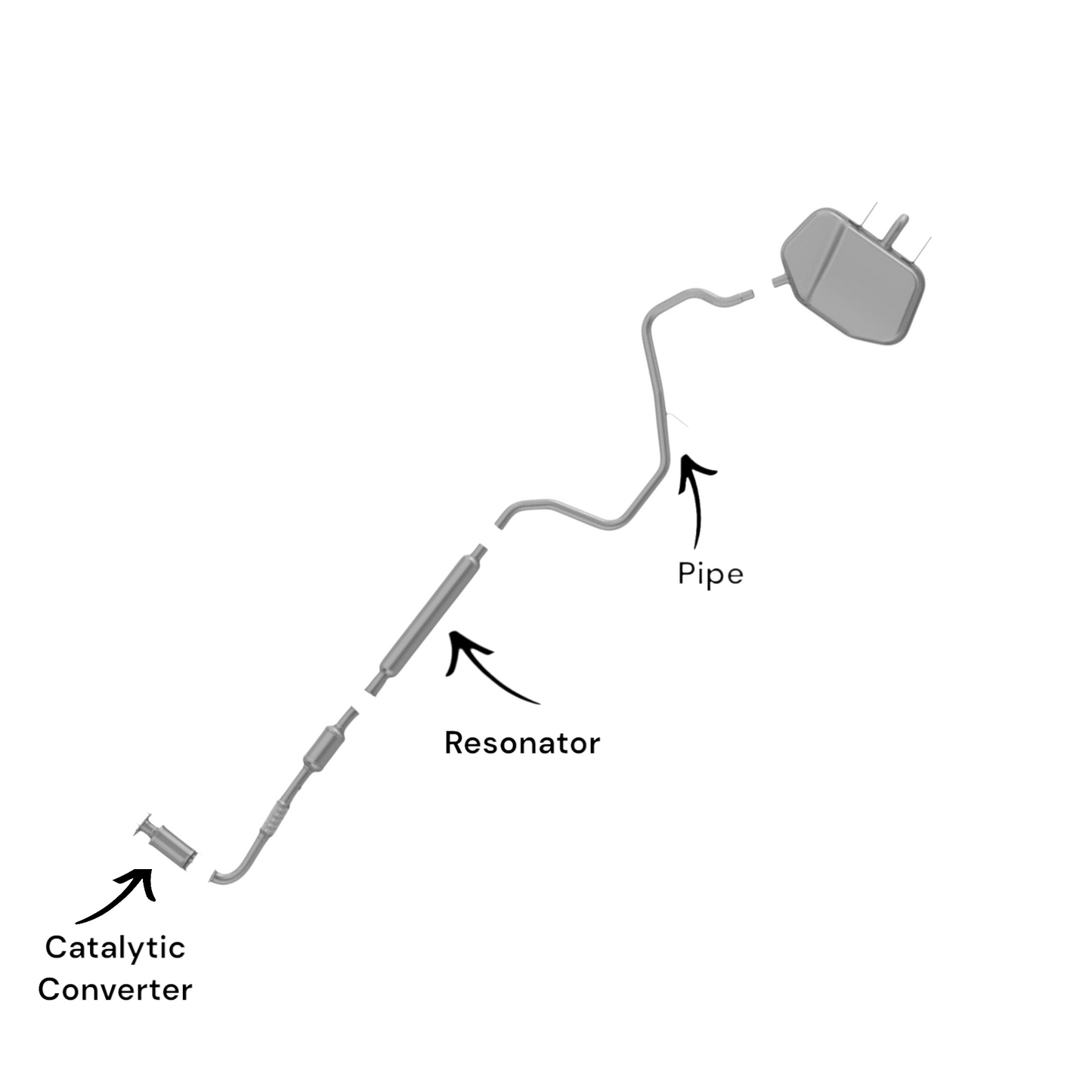 Chevrolet Malibu 2.4L 2013-2014 Catalytic Converter, Resonator and Pipe