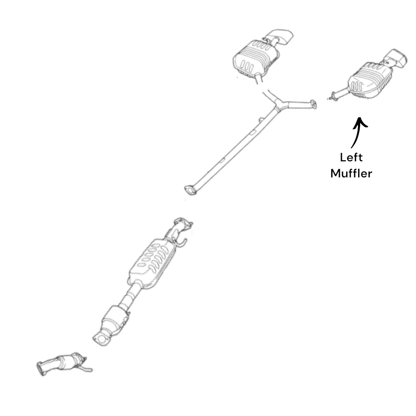 Hyundai Sonata 2.4L 2015-2017 Left Side Muffler Dual outlet