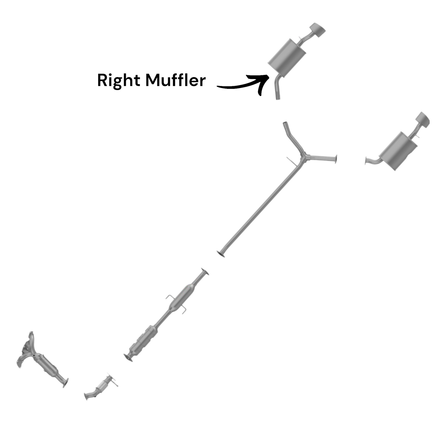 Silencieux gauche et droit avec tuyau en Y pour Hyundai Sonata 2.0L (2011) (Turbo)