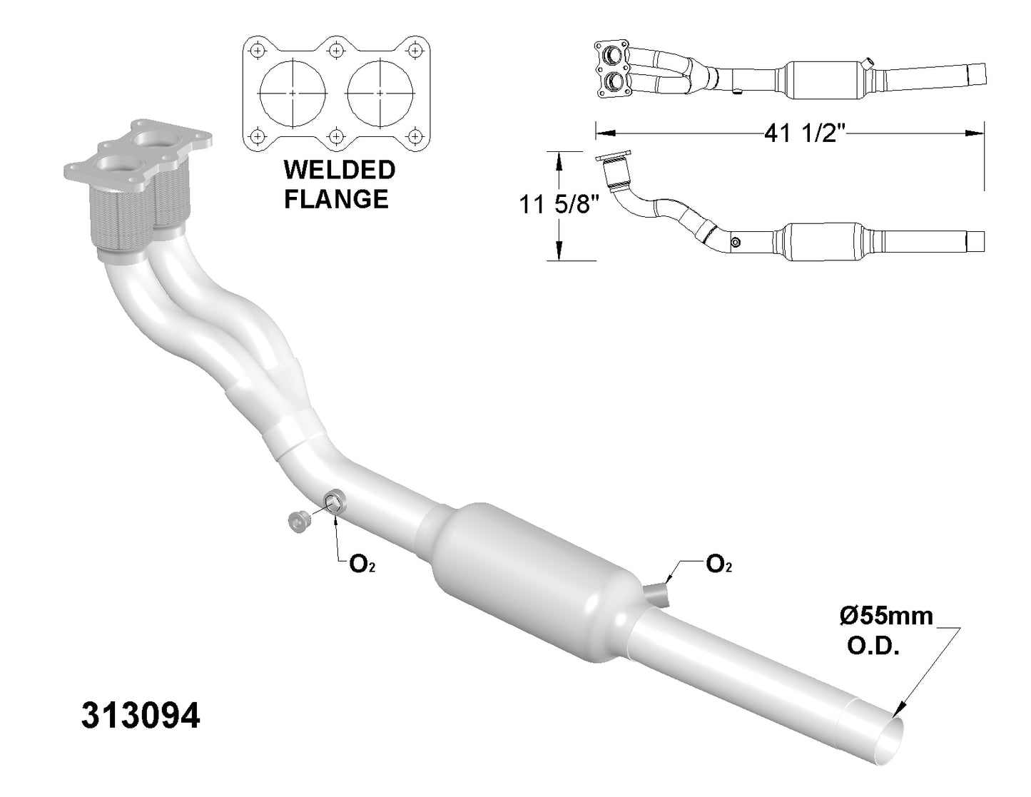 Volkswagen Jetta 2.0L (1999-2001) Catalytic Converter With Dual Flex
