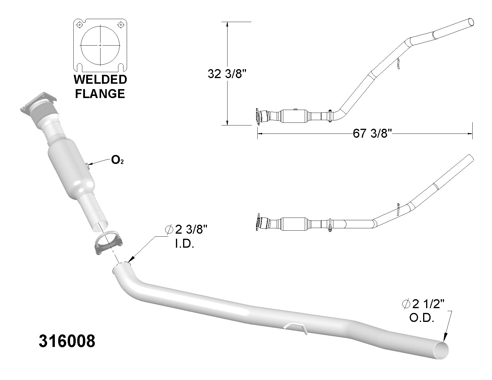 Chrysler Town and country 3.8L (2001-2007) Catalytic Converter with Flex