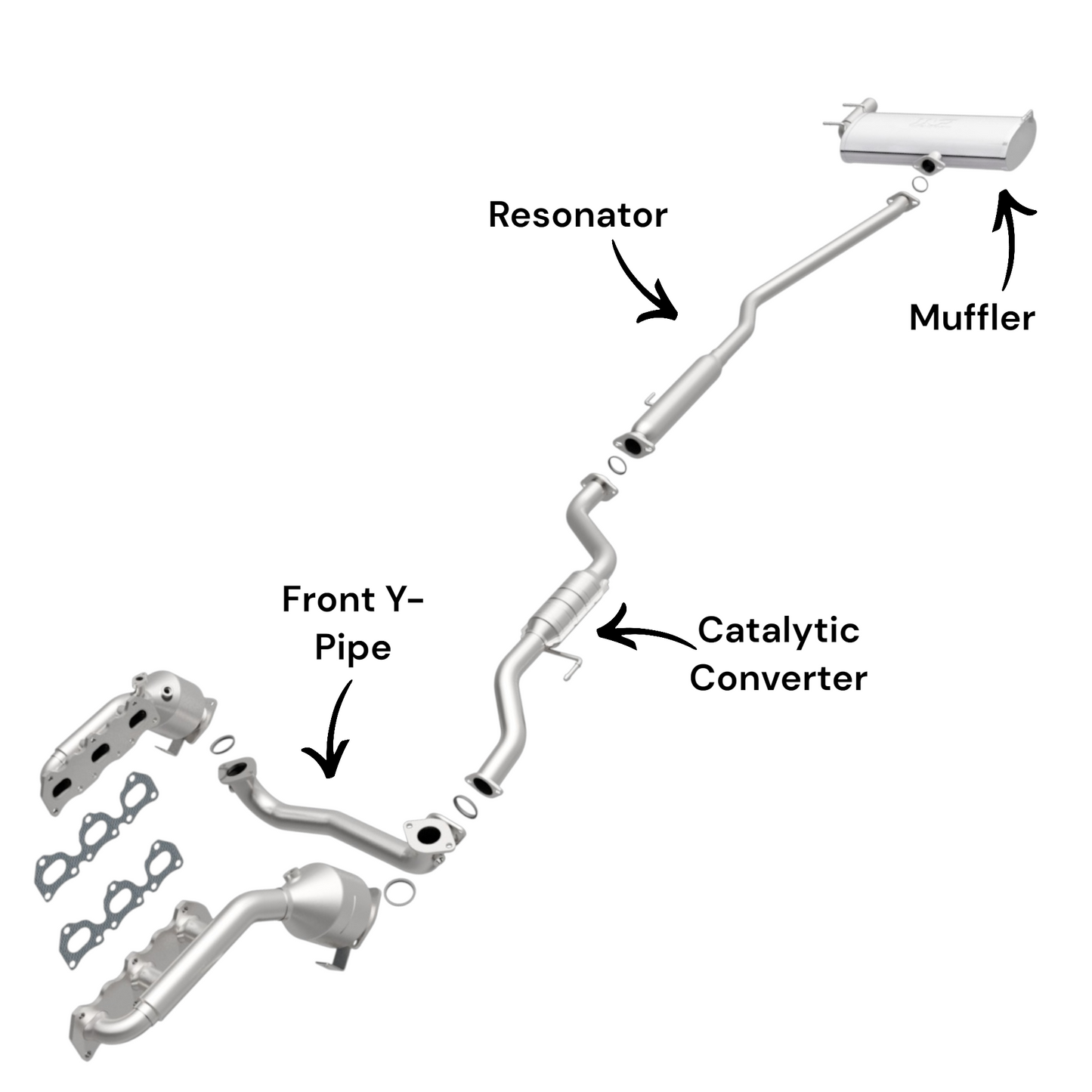 Suzuki Grand Vitara 2.7L (2006-2008) Front Y-Pipe, Catalytic Converter, Resonator and Muffler