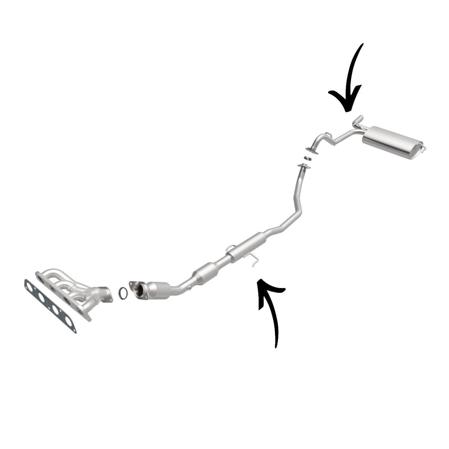 Pontiac Vibe 1.8L 2009-2010 Catalytic Converter With Resonator and Muffler with Pipe and tail Pipe