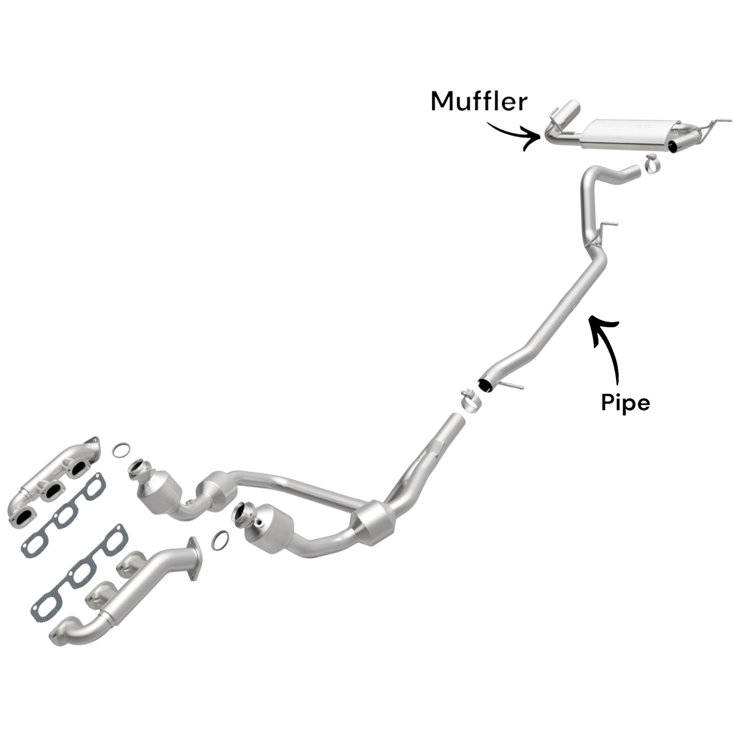 Tuyau d'échappement avec silencieux pour Jeep Wrangler 3.8L (2007-2011) (2 portes)