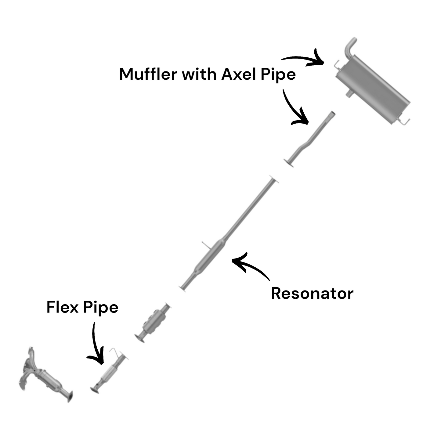 Hyundai Tucson 2.0L (2011-2013) (Federal Emissions System) Flex Pipe, Resonator and Muffler with Axel Pipe