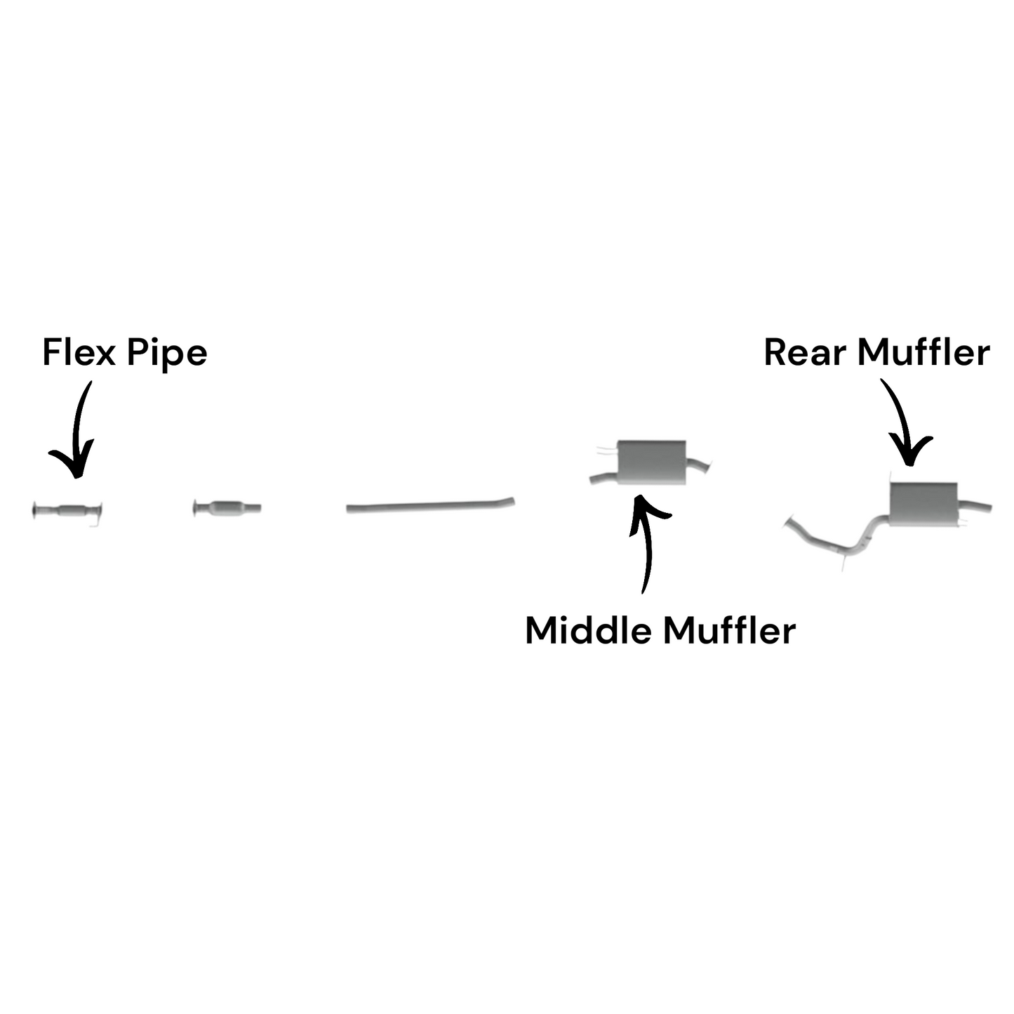 Kia Sorento 2.4L (2016-2020) (AWD) Flex Pipe, Middle Muffler and Rear Muffler