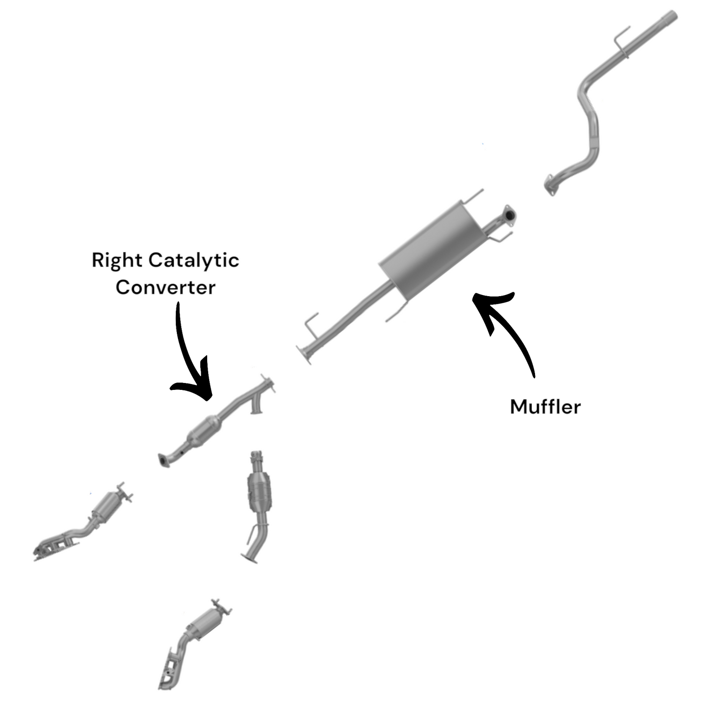 Toyota 4Runner 4.0L (2003-2012) Right Side Converter and Muffler