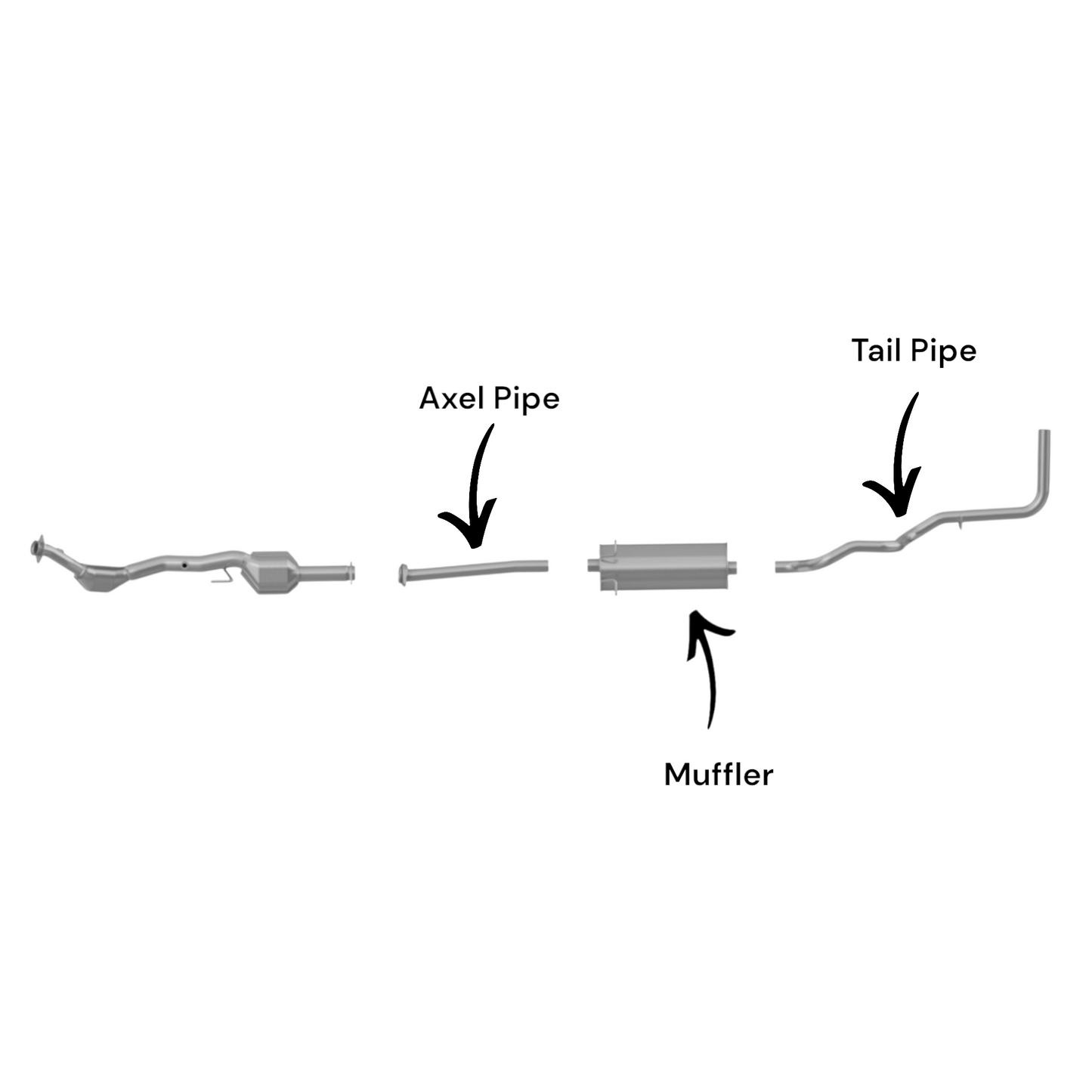 Ford Ranger 4.0L (111.5" Wheelbase) (2004-2011) Muffler with axel and Tail pipe