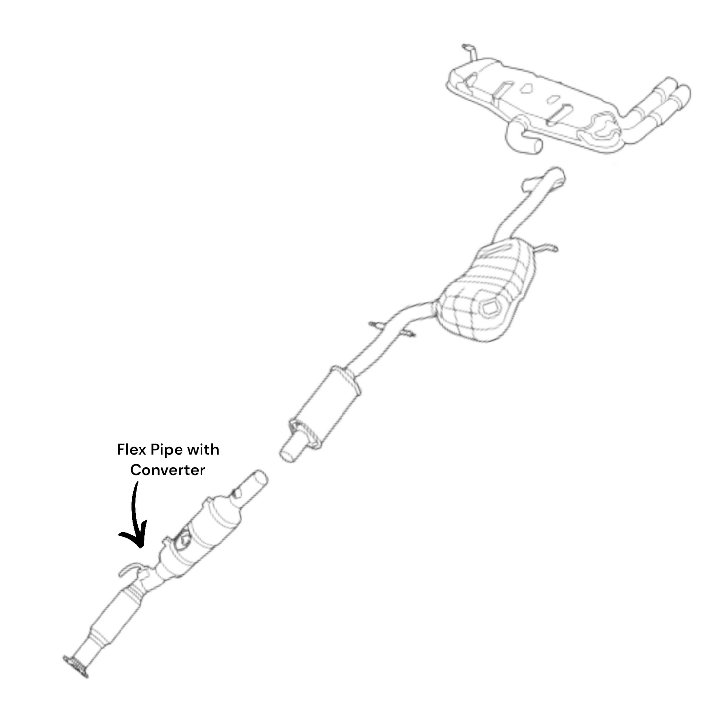 Volkswagen Golf 2.5L (2010-2014) Flex Pipe with Converter