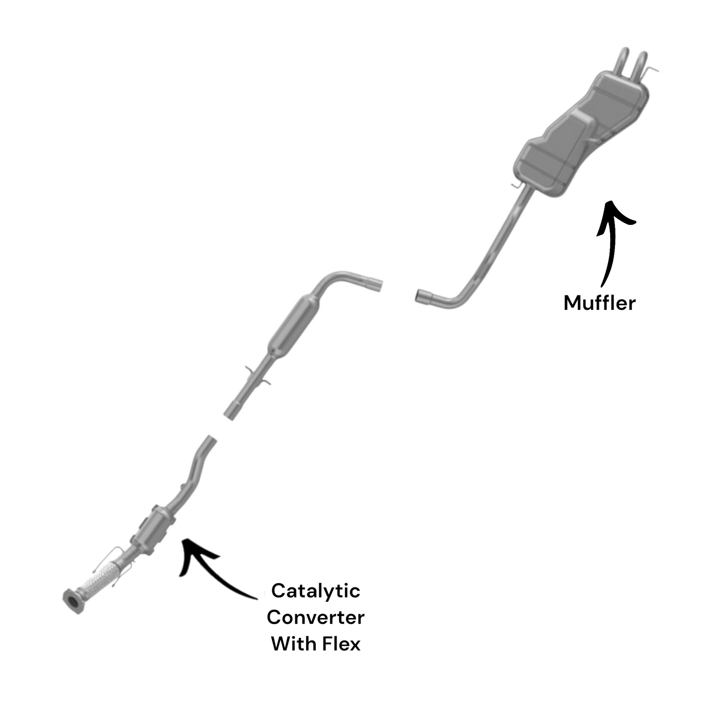 Volkswagen Beetle 2.5L (2006-2010) Converter with Flex and Muffler