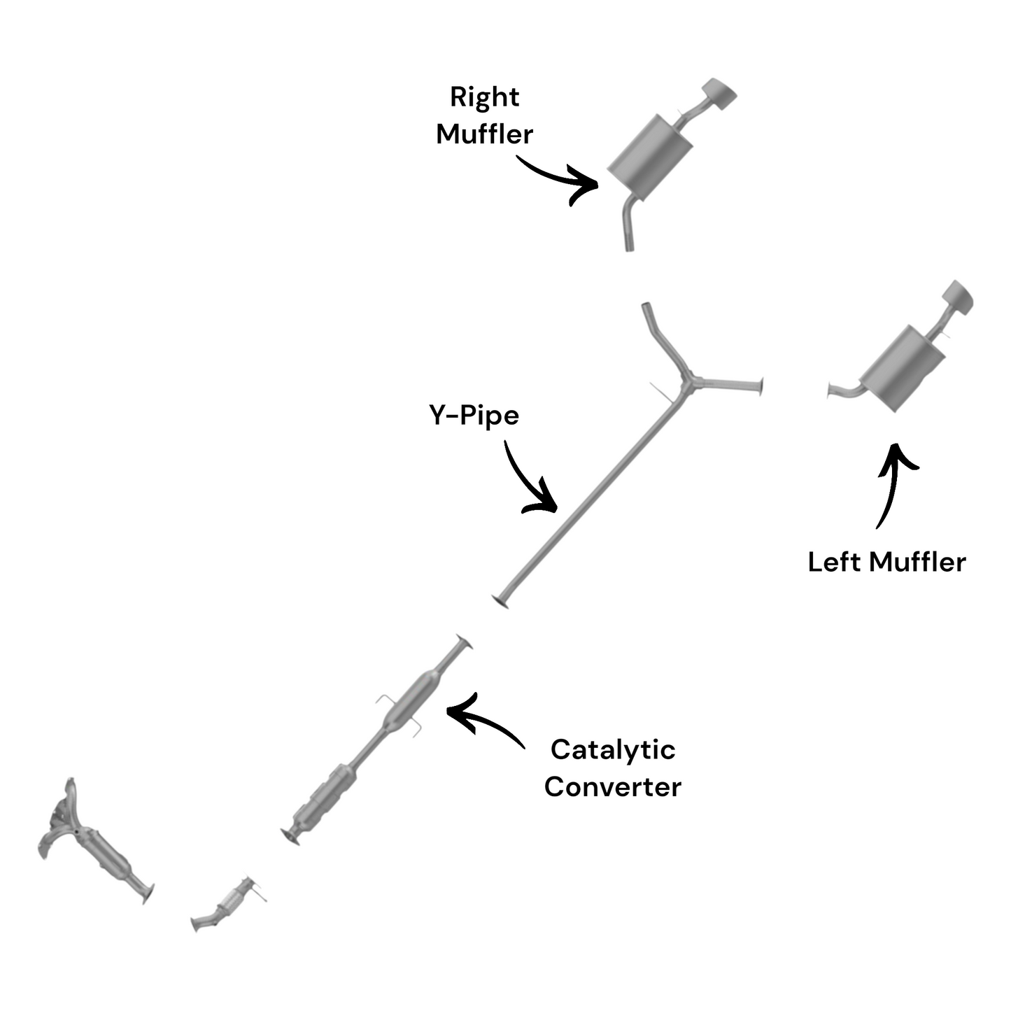 Silencieux gauche et droit avec tuyau en Y pour Hyundai Sonata 2.0L (2011) (Turbo)
