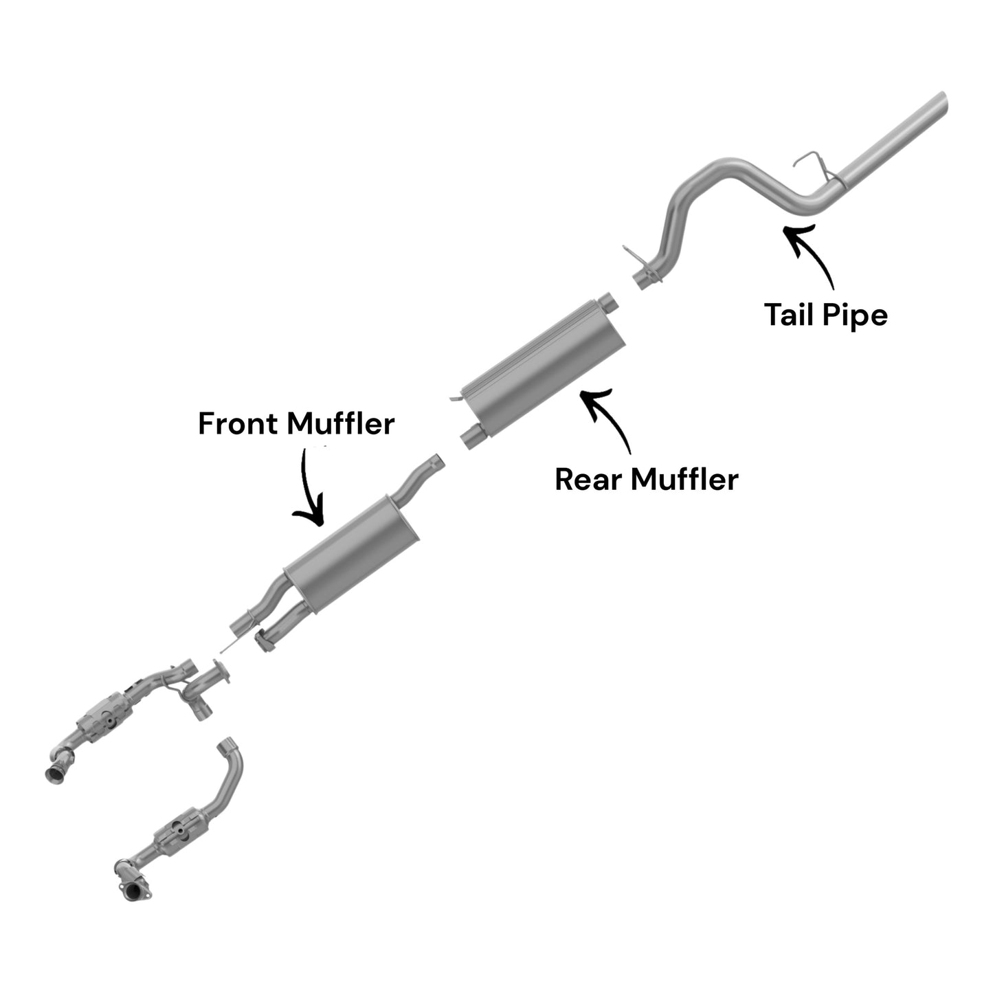 Ford F-250 Super Duty 6.2L (2011-2016) Front & Rear Muffler With Tail Pipe