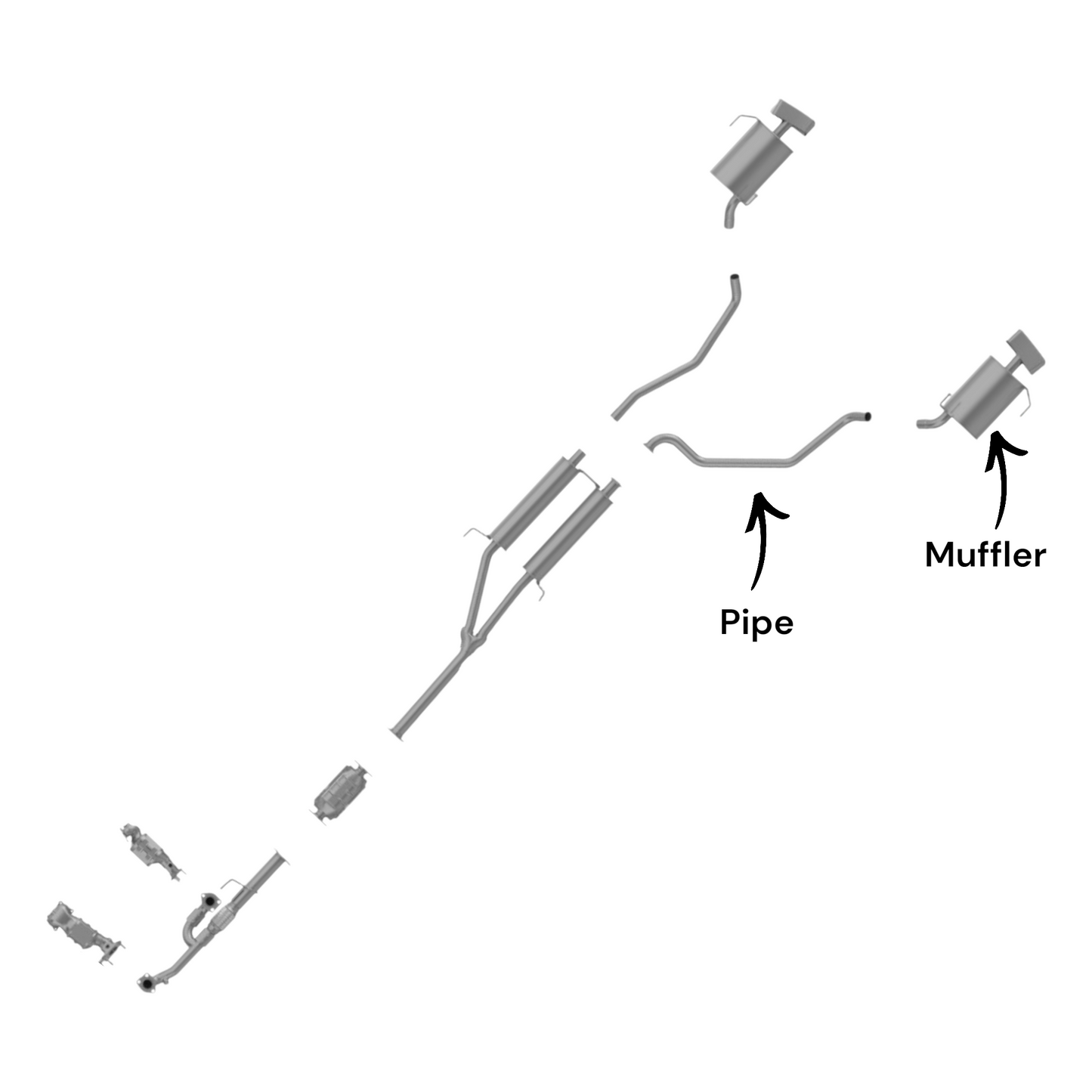 Acura MDX 3.7L (2010-2013) Left side Pipe with Muffler