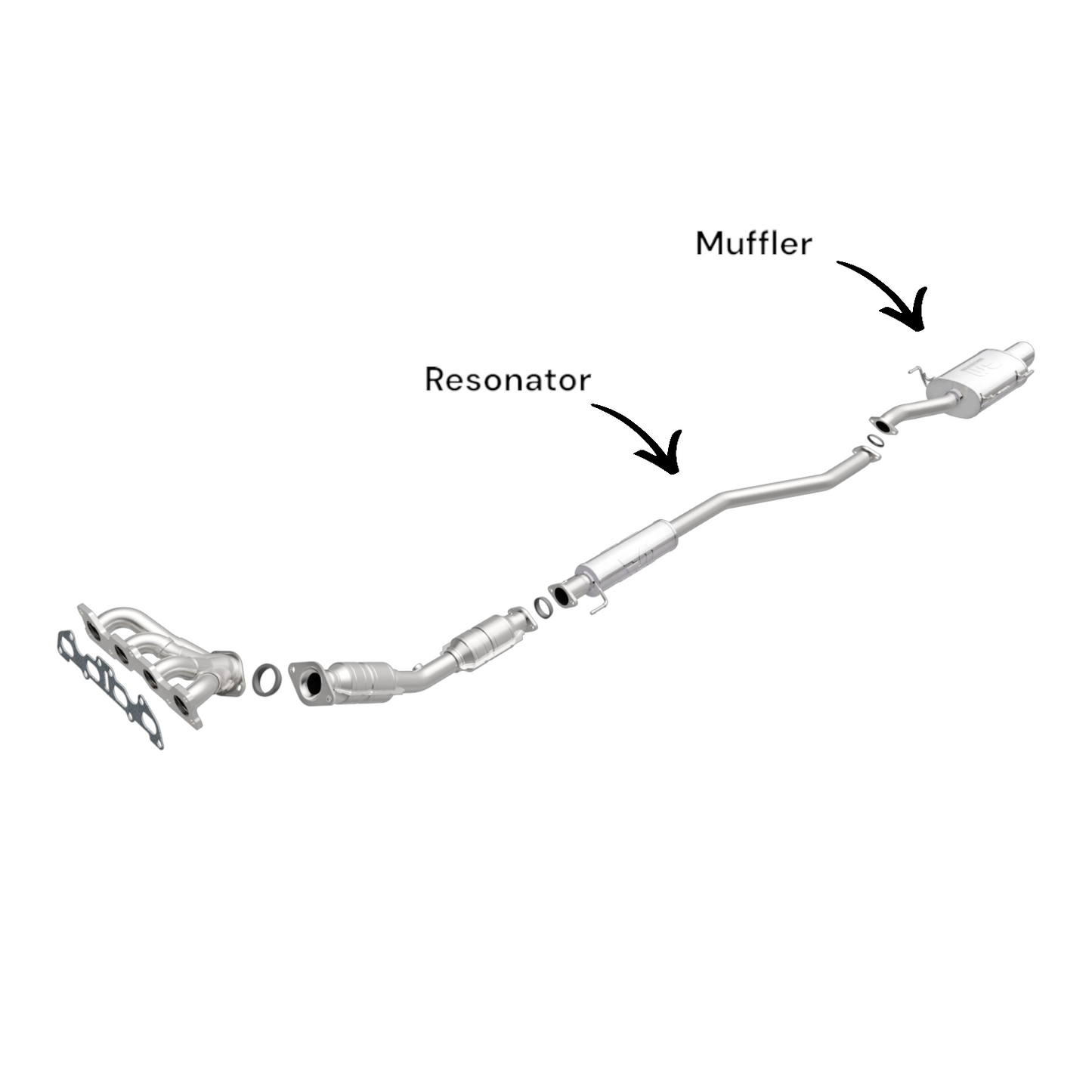 54952 - Nissan Versa Note (Hatchback) 1.6L (2014, 2015, 2016, 2017) Muffler & Resonator Set