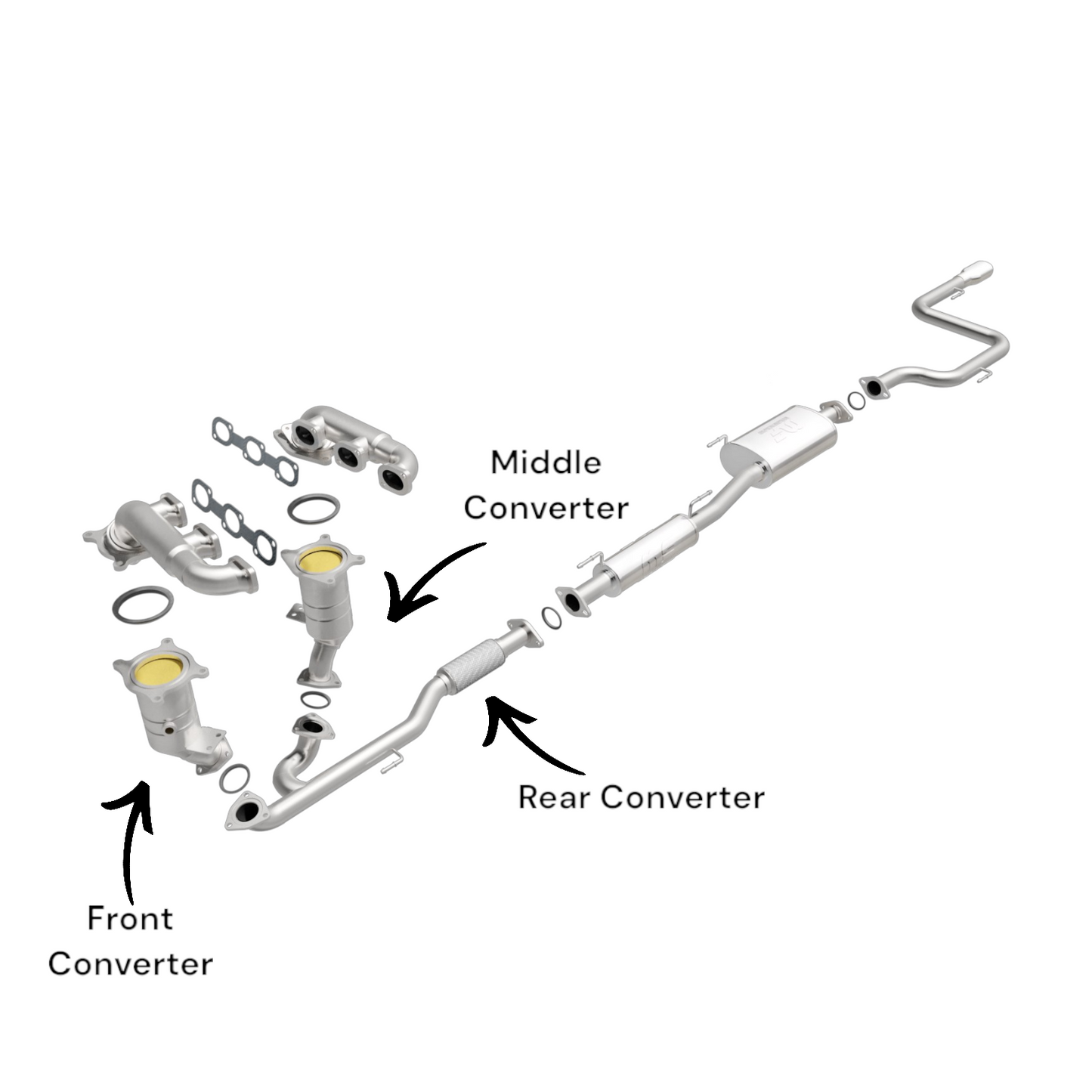 Infiniti QX60 3.5L (2014 & 2015) Front, Middle and Rear Catalytic Converter