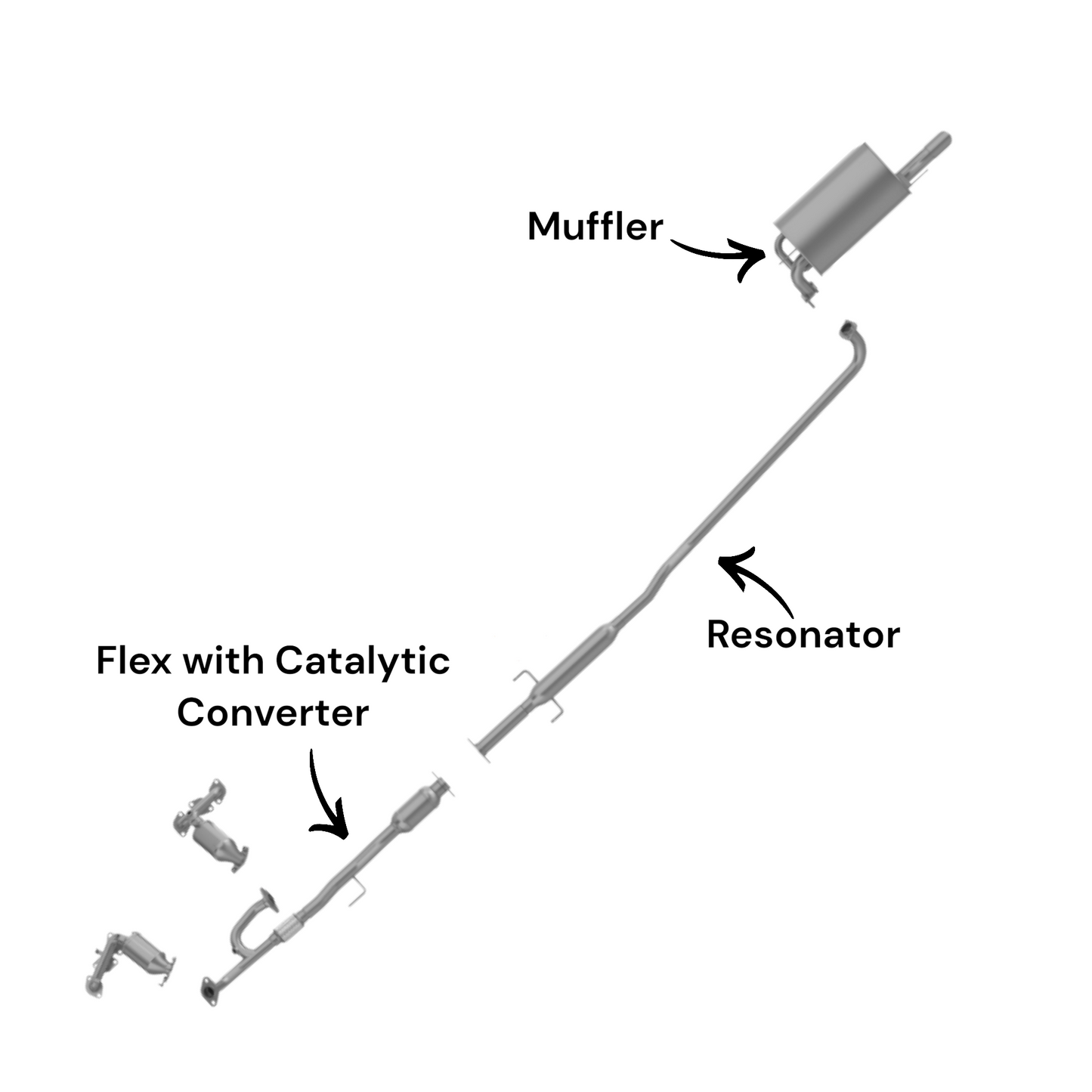 Lexus ES300 3.0L (2002-2003) (Japan Built Only) Catalytic Converter with Flex pipe, Resonator and Muffler