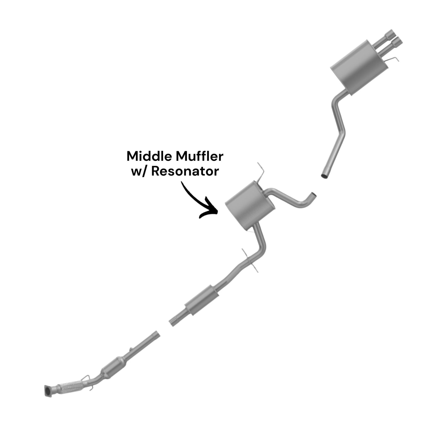 Volkswagen Jetta 2.5L (2005-2014) (Federal Emissions System) Middle Muffler With Resonator
