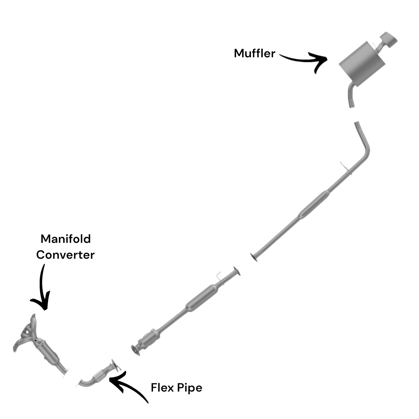 Hyundai Sonata 2.4L (2015-2017) Manifold Converter, Flex Pipe and Muffler
