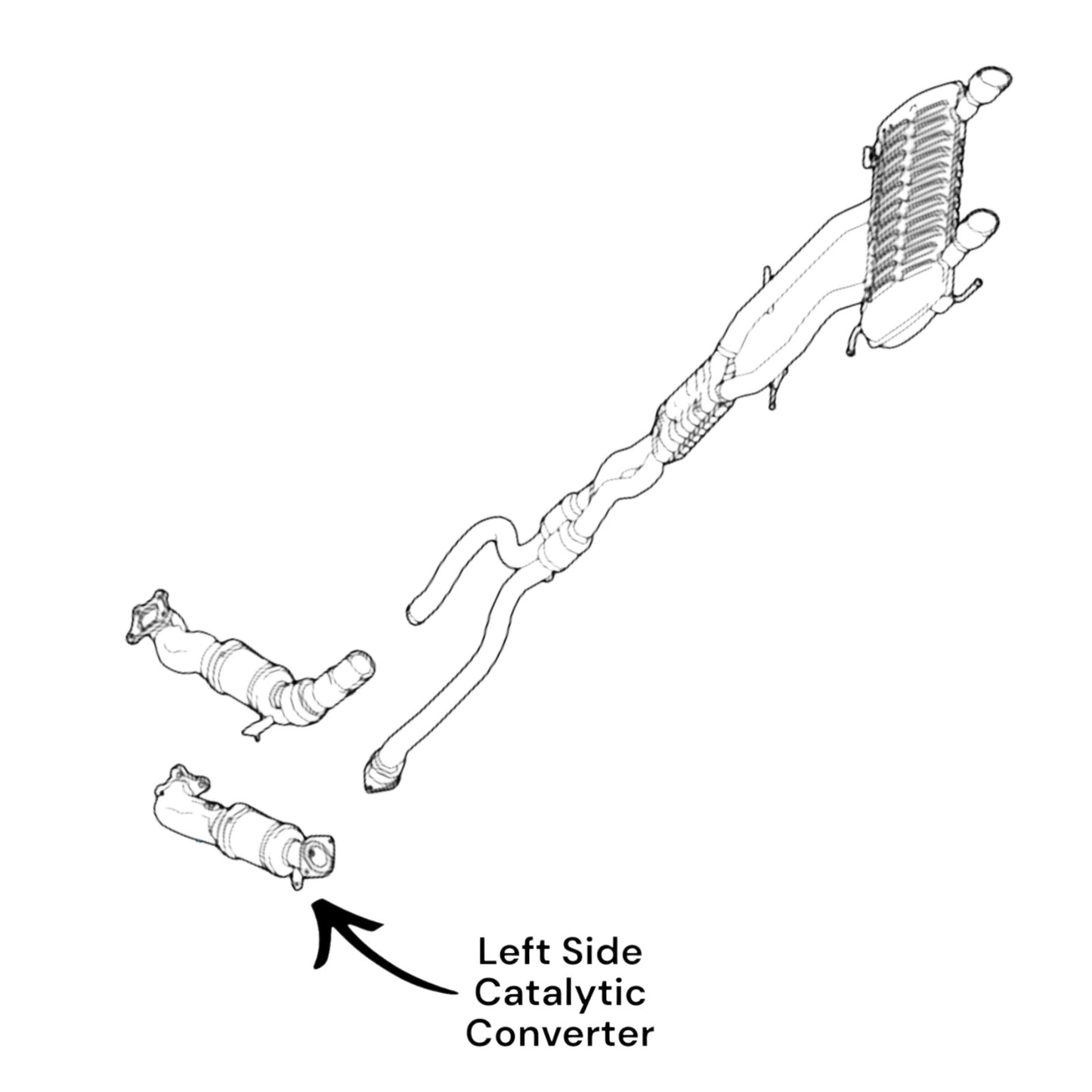 Cadillac ATS 3.6L (2016, 2017) (RWD) Left Side Catalytic Converter.