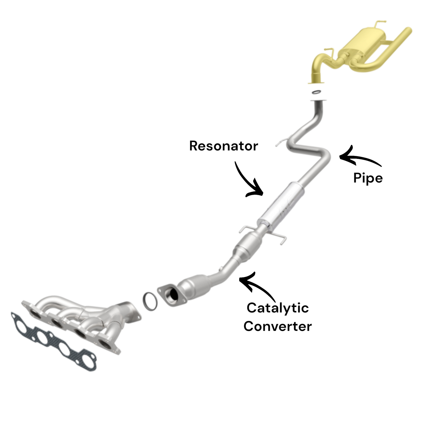 Toyota Yaris 1.5L (2012-2013, 2015-2017) Catalytic Converter with Resonator and Pipe