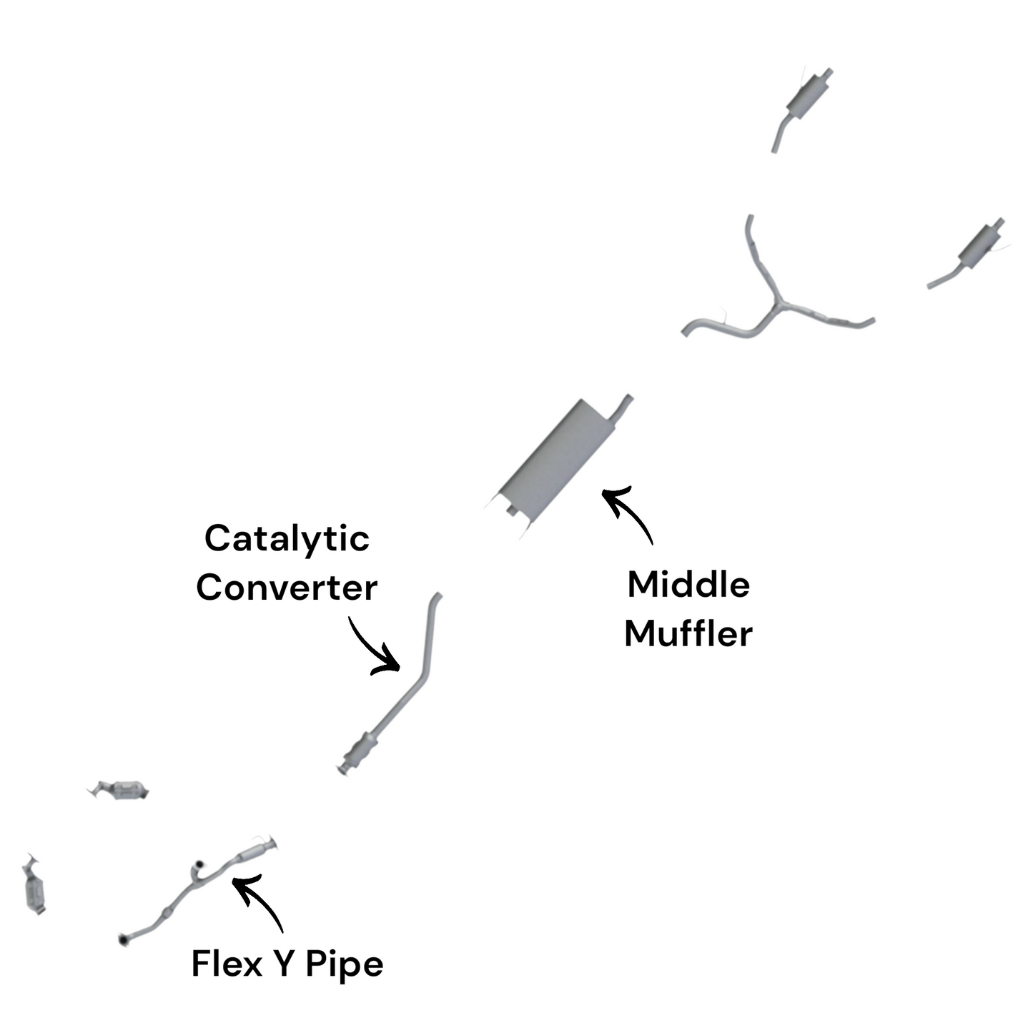 Hyundai Santa Fe 3.3L (2013-2018) (AWD) Flex Y Pipe, Catalytic Converter and Middle Muffler