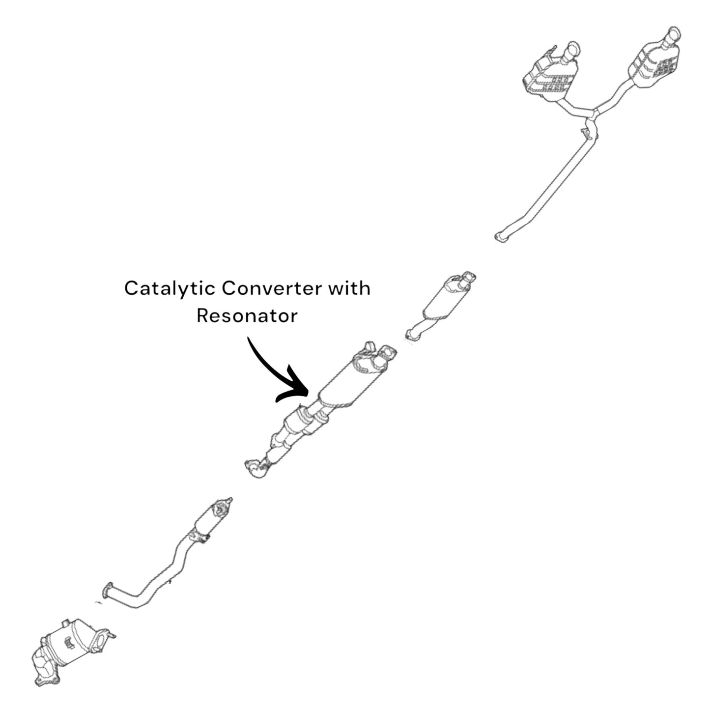 Convertisseur avec résonateur et tuyau flexible pour Chevrolet Traverse Limited 3.6L (2024).