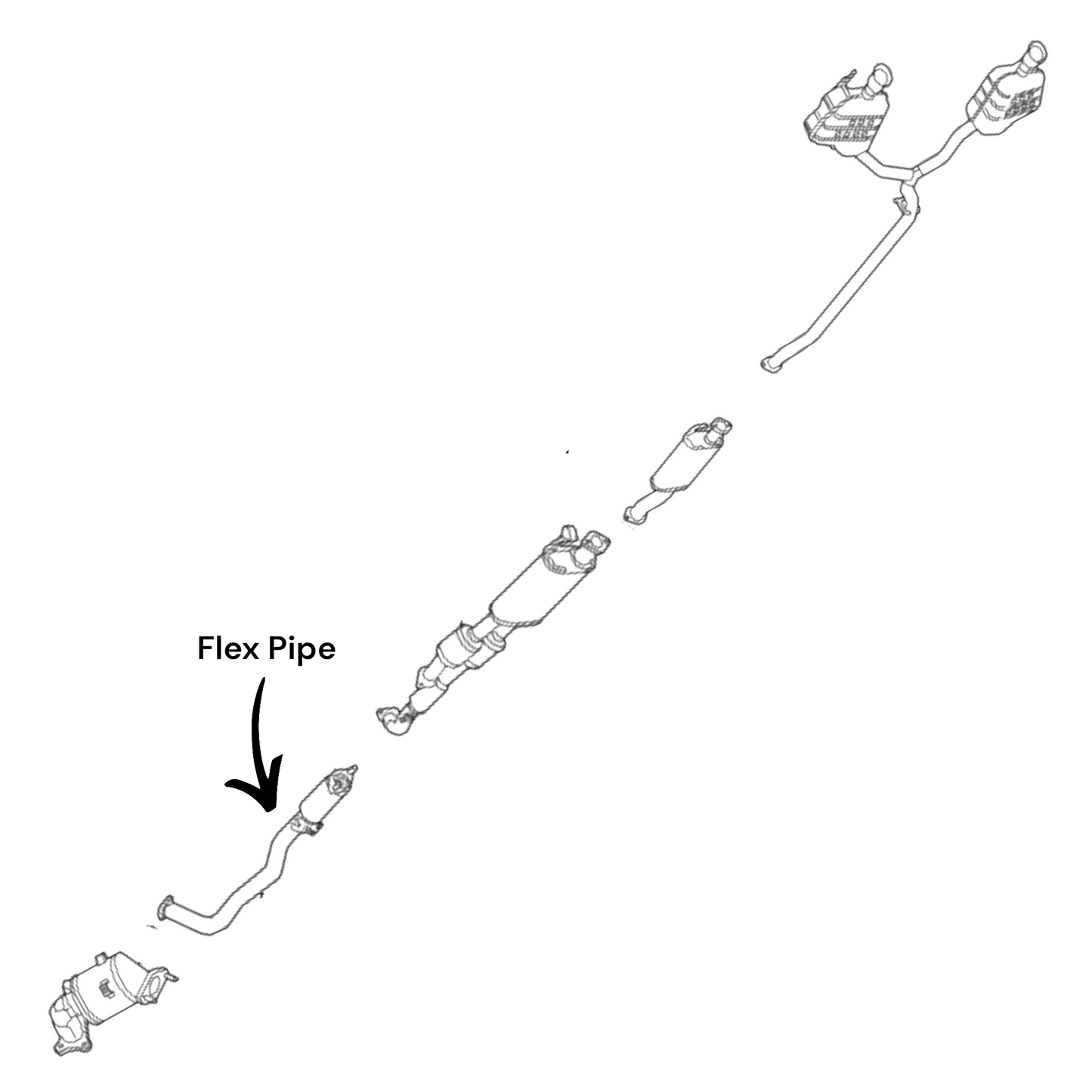 Convertisseur avec résonateur et tuyau flexible pour Chevrolet Traverse Limited 3.6L (2024).