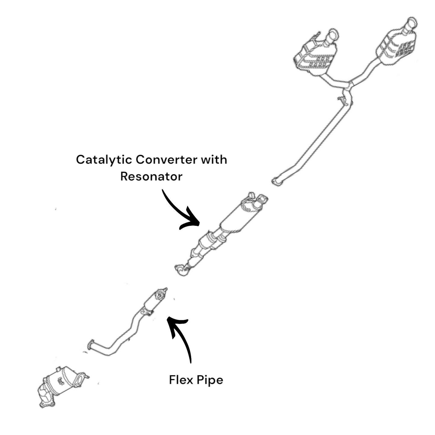 Chevrolet Traverse Limited 3.6L (2024) Converter with Resonator and Flex Pipe
