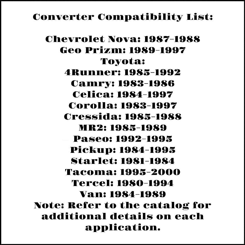 Convertisseur catalytique pour Toyota Tacoma 2.4L V4 RWD (1995-2000) Empattement 121,9